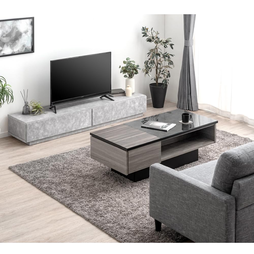 Amazon｜タンスのゲン テレビ台 幅180 完成品 大川家具 モルタル調
