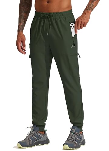 Willit Men's Lightweight Hiking Pants 5 Zipper Pockets | Comfy Mens Joggers Cargo Work Pants, Qucik Dry Breathable Water