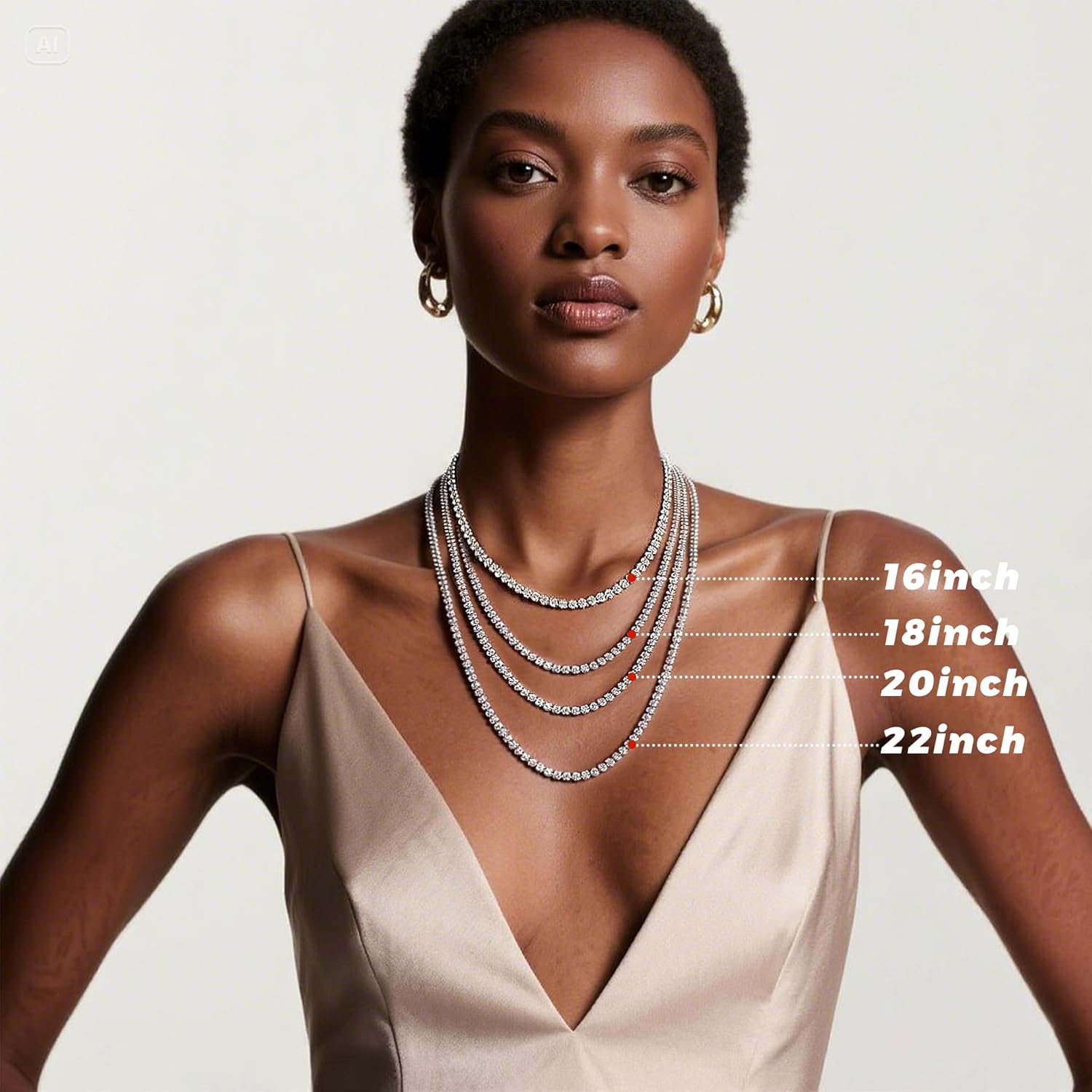 4mm Tennis Necklace for Women - 18K White Gold Plated Hypoallergenic, Round 5A Cubic Zirconia Faux Diamond Tennis Chain, 16/18/20/22 Inch for Men and Women - Image 9