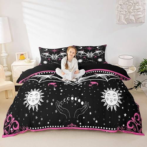 Miniatura 109 de Castle Fairy Juego de funda de edredón de cola de pez de sirena, tamaño Queen, juego de ropa de cama de escamas de sirena de acuarela arcoíris, 3