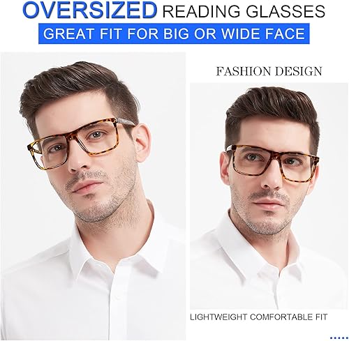 Miniatura 8 de MARE AZZURO Gafas de lectura cuadradas de gran tamaño para hombres grandes para lectores grandes de cara grande 1.00 1.25 1.50 1.75 2.00 2.25 2.50
