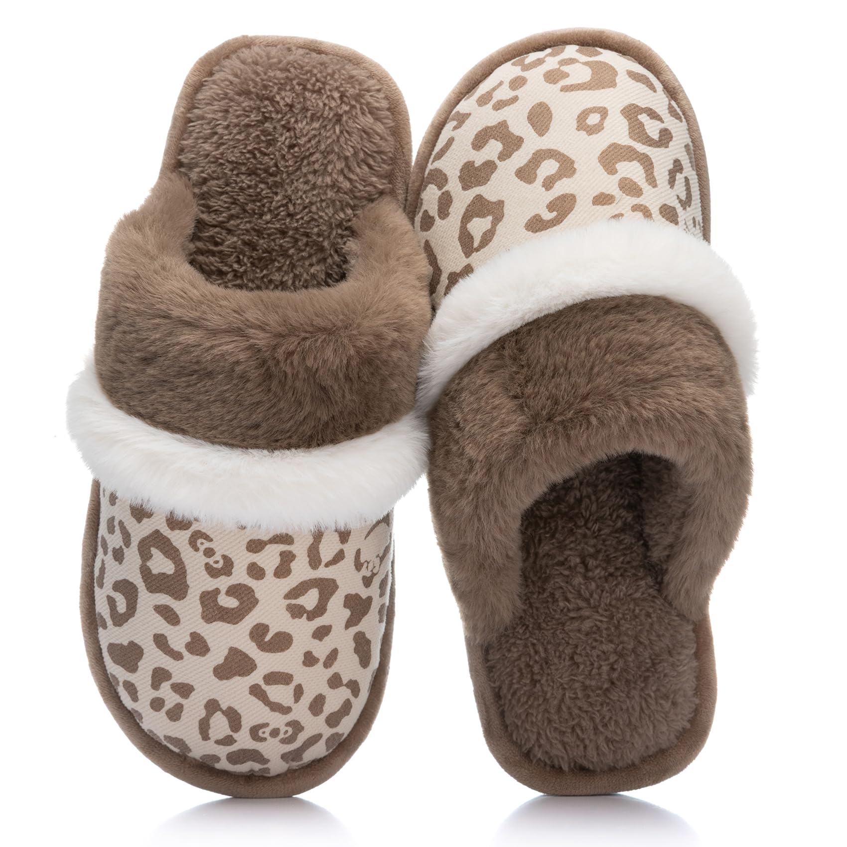 GOEWY Fuzzy Slippers for Women Indoor Outdoor with Memory Foam Cozy Shoes