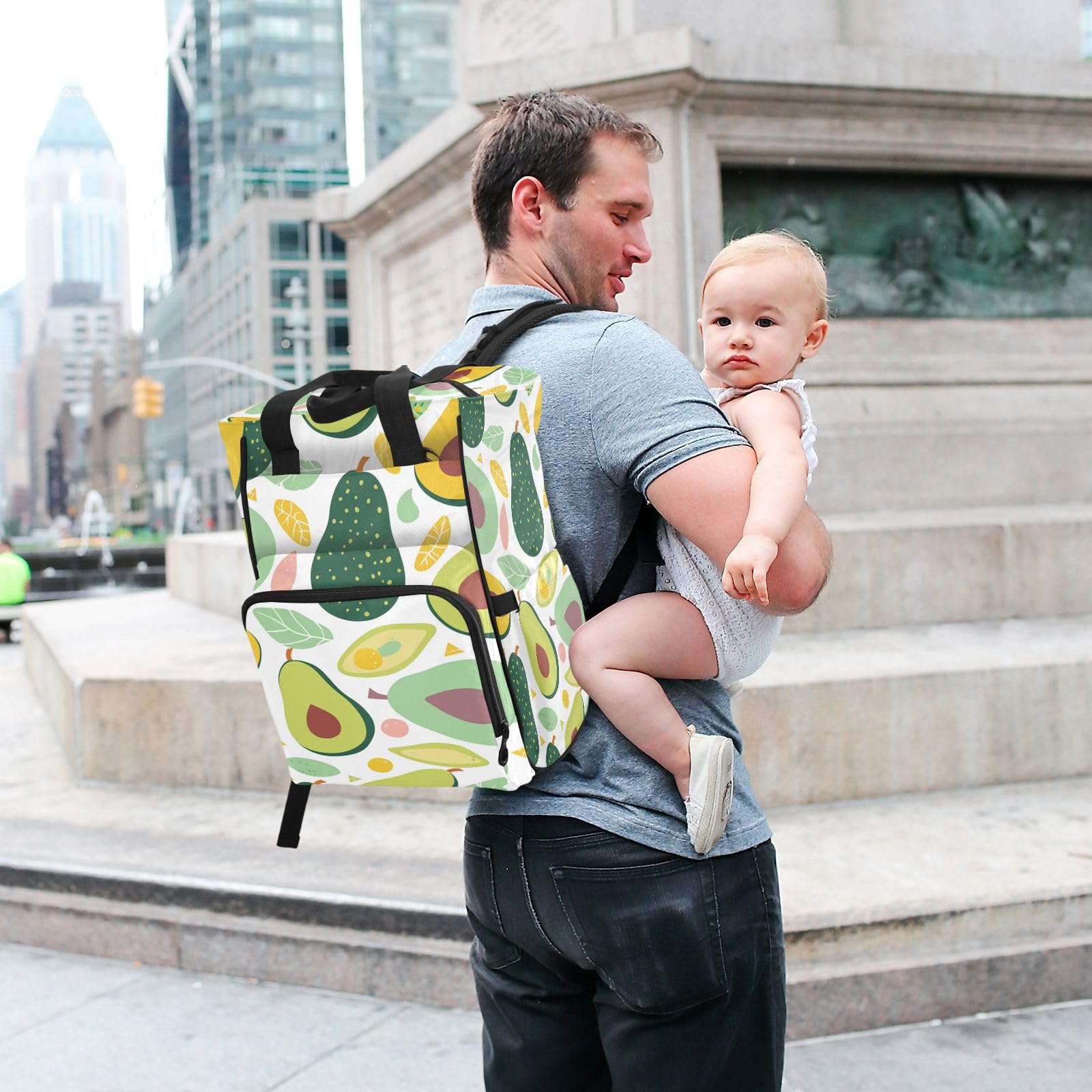 Aguacate De Dibujos Animados Mochilas de Pañales para Gran Capacidad Pañal Bolso Mochila para Viajar al Aire Libre Mamá y Papá