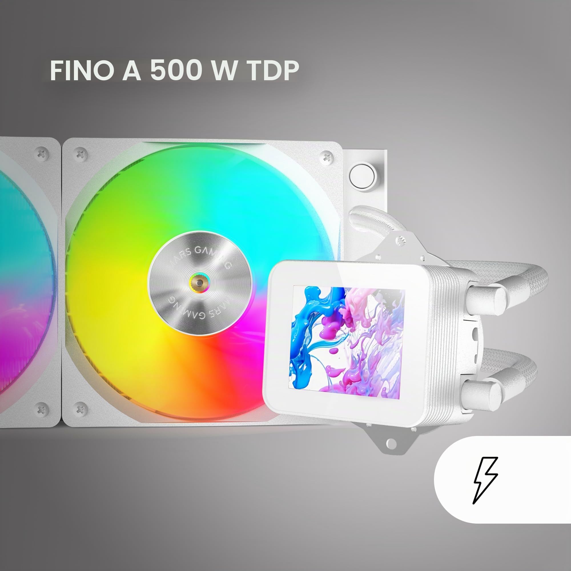 Mars Gaming ML-VISION240, Raffreddamento a Liquido AIO, TDP 500W, 2x Ventole ARGB con Nucleo in Rame e Alluminio FDB, Schermo LCD IPS 4:3 Rotazione a 360° e Software, Multisocket Universale, Bianco
