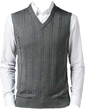 Men's Casual V-Neck Sweater Vest Sleeveless Knitted Sweaters Tops