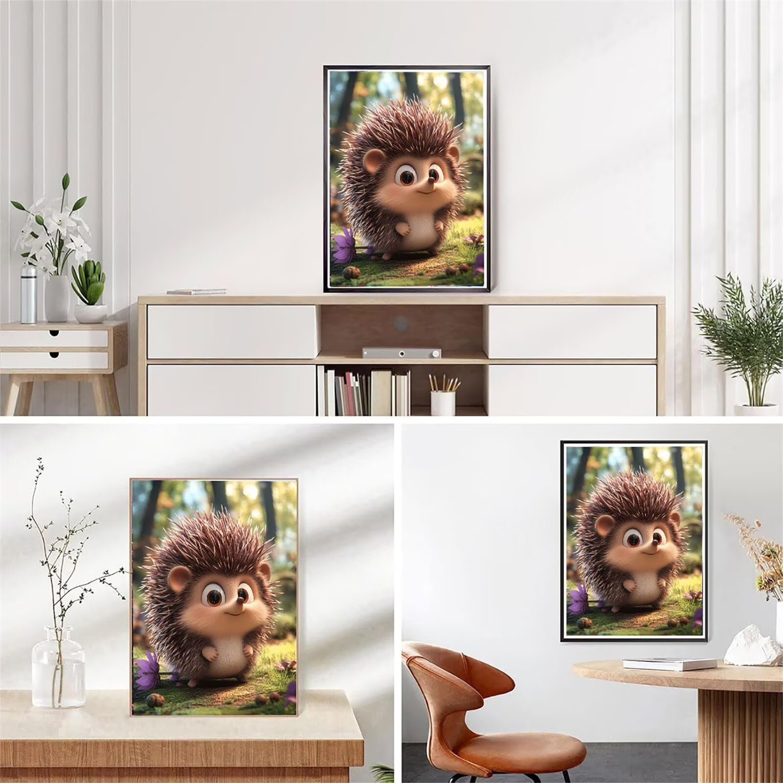 Malarstwo diamentowe 5D, obraz do malowania diamentami, jeż, 90 x 120 cm, okrągły obraz z pełnym nawierceniem, dla dorosłych, z akcesoriami, do samodzielnego wykonania, mozaiki, zestaw do