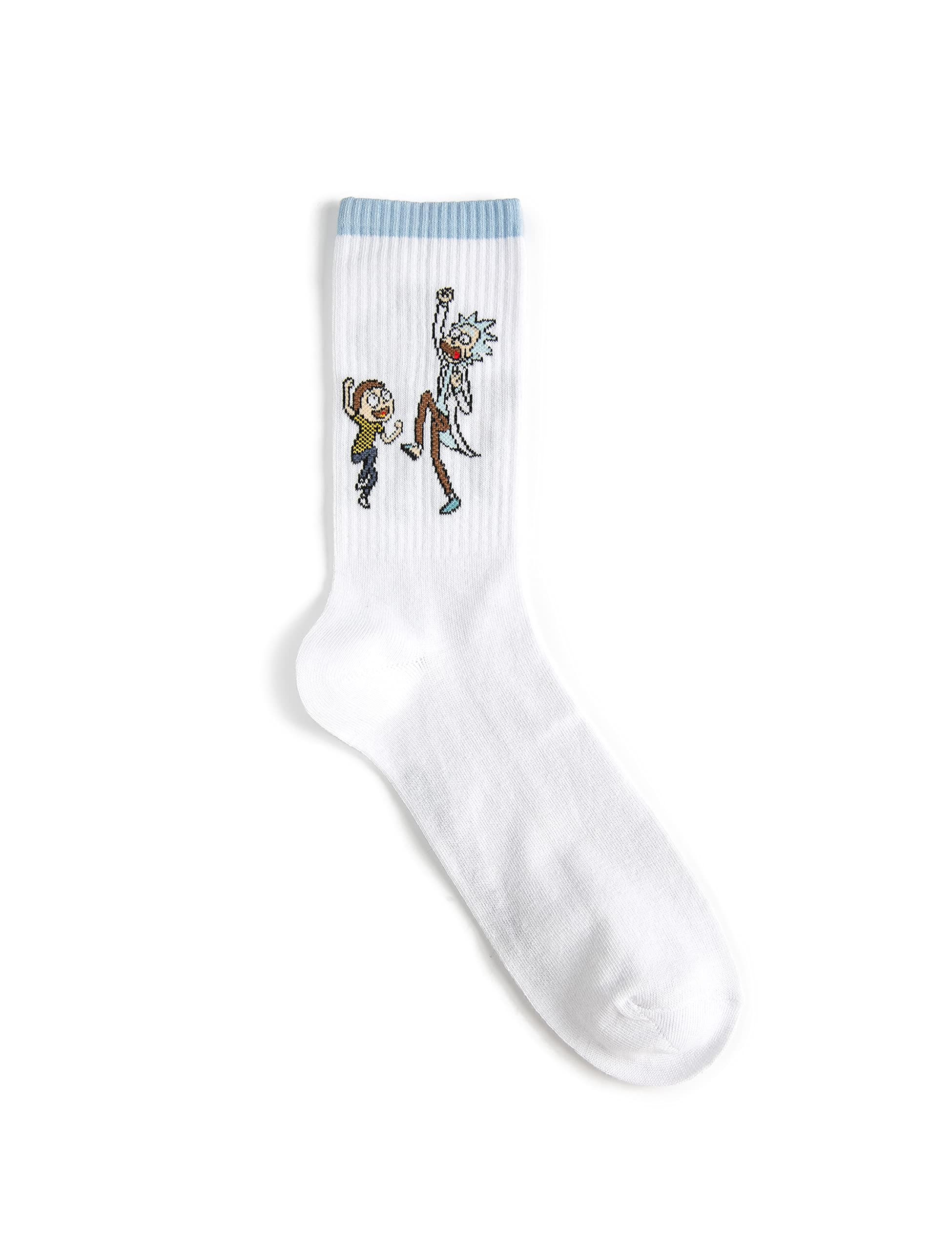 Erkek Soket Çorap Rick and Morty Lisanslı Beyaz, Tek Beden