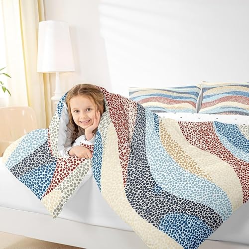 Miniatura 6 de Erosebridal Juego de ropa de cama abstracta de olas marinas tamaño Queen, juego de ropa de cama y colecciones de arte minimalista moderno, edredón