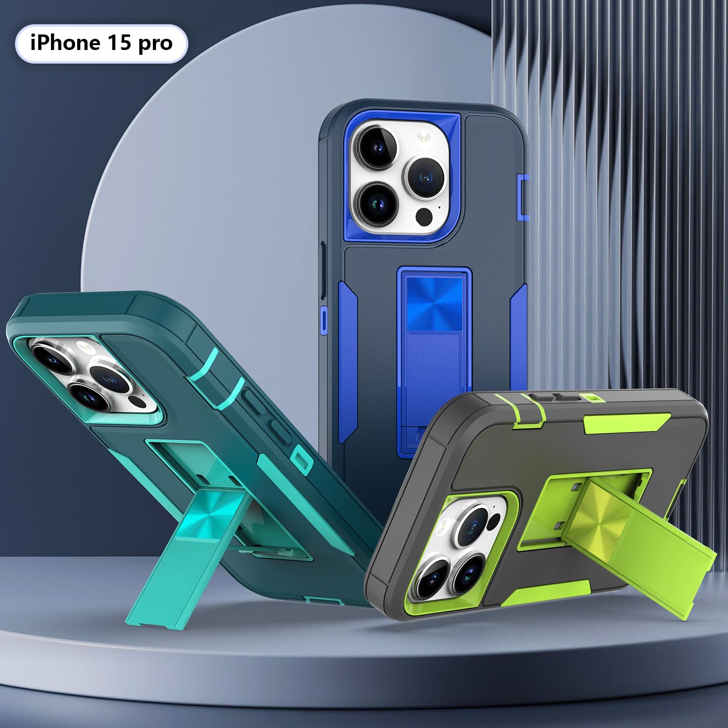 IVY 2in1 PC TPU Full Body Protective Case Cover for iPhone 14 Pro Max with Stand, Car Magnetic Suction, Screen&Camera Protection - Baby Green