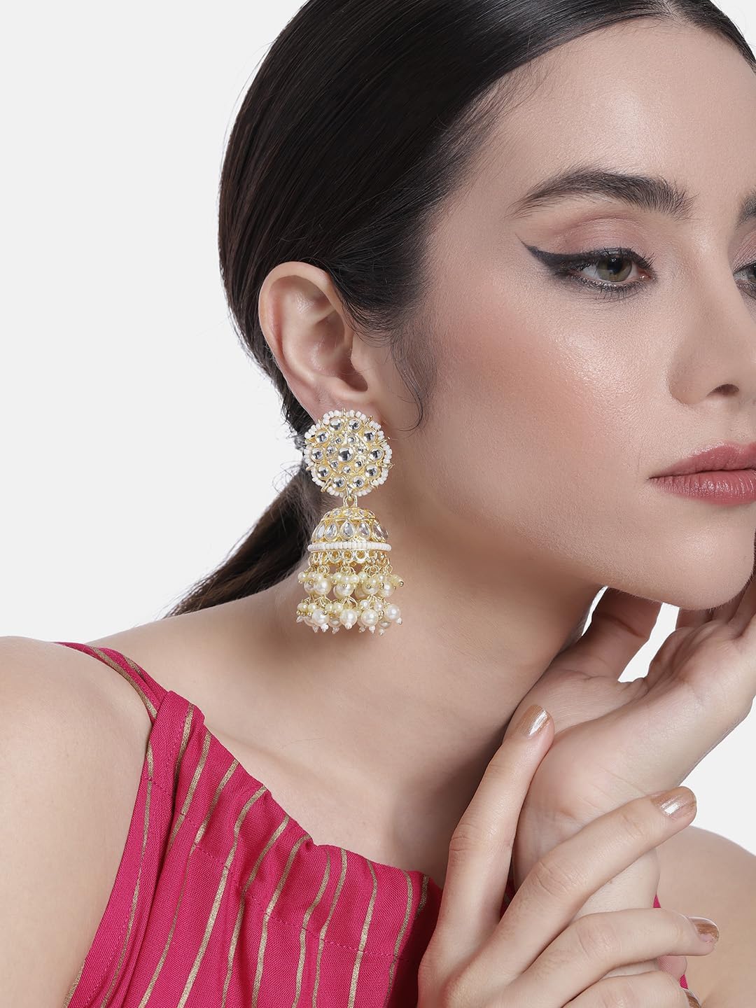 Aheli Jhumka Jhumki Kundan Earrings Ethnic Traditional Wedding Party Fashion Jewelry Gift for Women