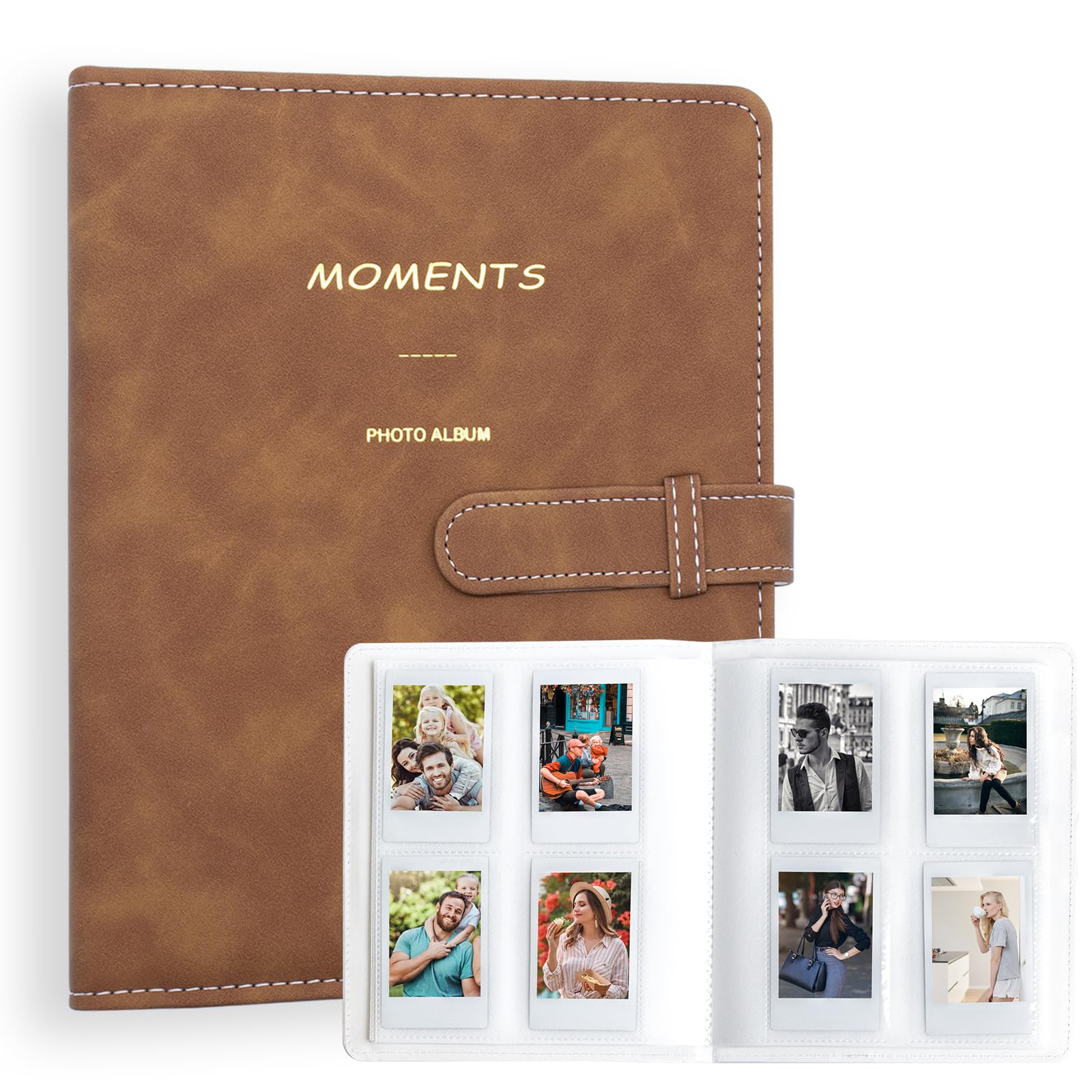 256 Pockets Photo Album for Polaroid, for Instax Mini 11 12 9 8+ 8 7+ Instant Camera, for KODAK Step/Canon IVY/HP Sprocket Color Photo Printer (Brown)