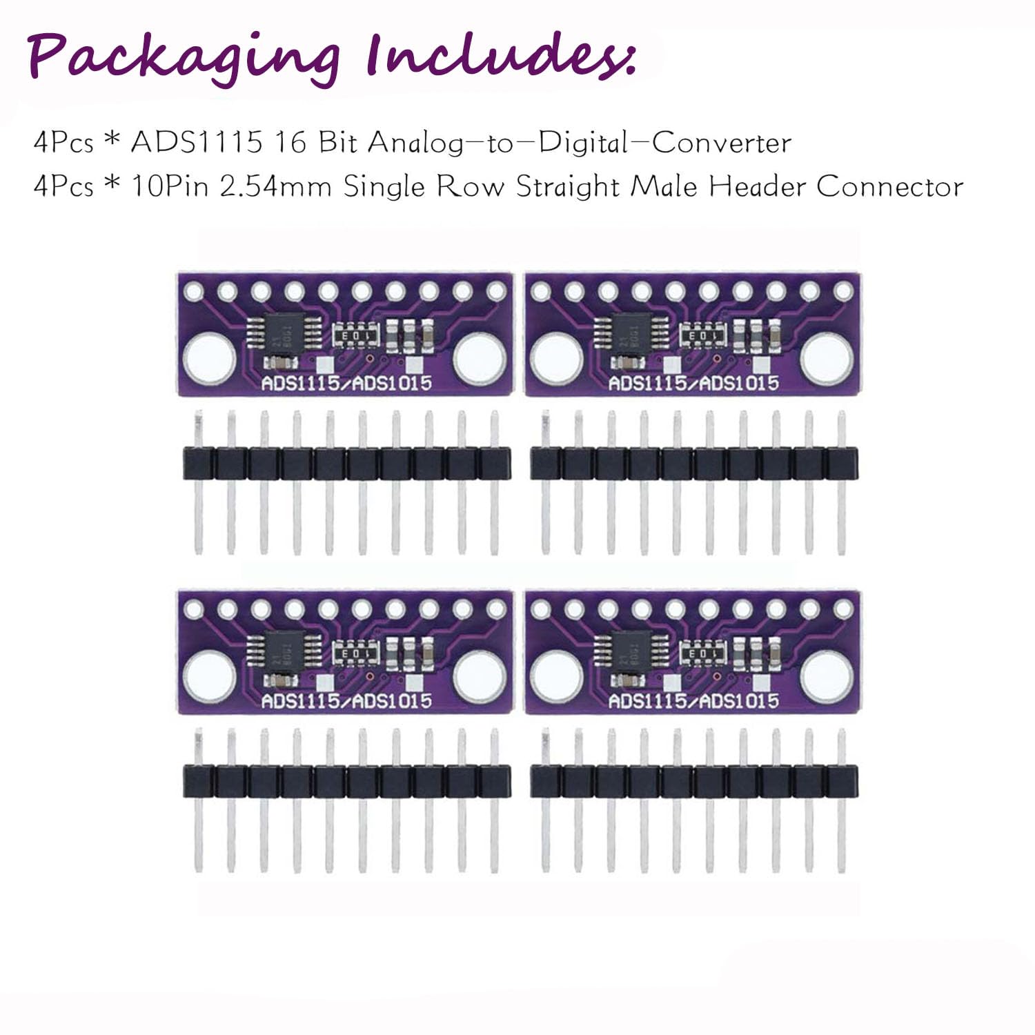 4Pcs ADS1115/ADS1015 16 Bit 4 Channel High-Precision I2C IIC Analog-to-Digital Converter ADC Conversion Module Development Board for Arduino Raspberry Pi DIY and Other Experiments