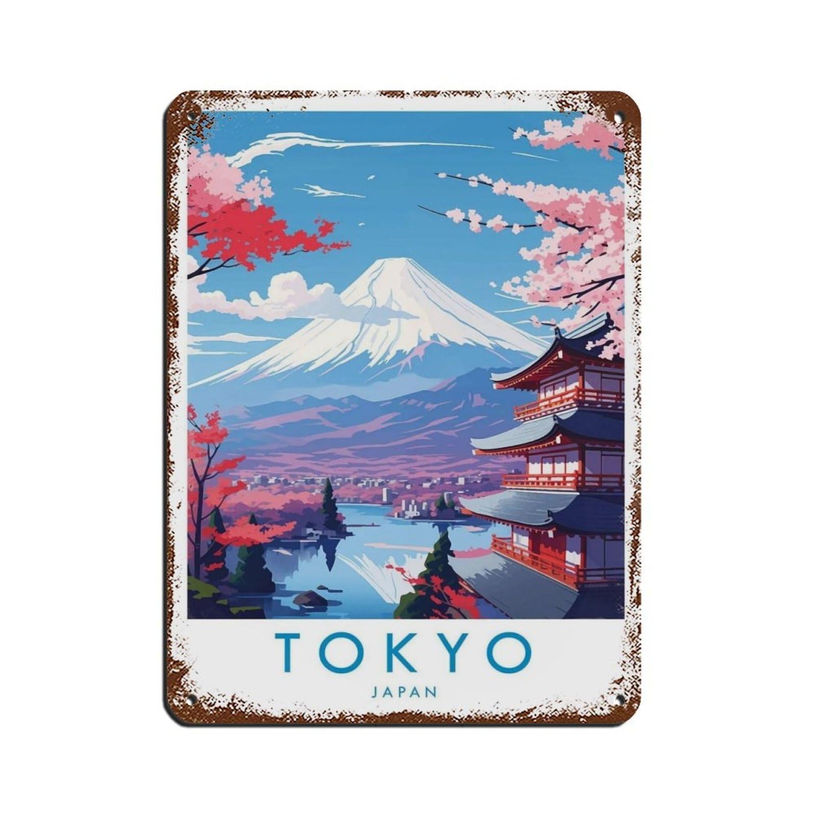 Tokyo Travel Poster, Japan Tin Sign Vintage Metal Pub Club Cafe Bar Home Wall Art Decoration Poster Retro 12x16inch(30x40cm)