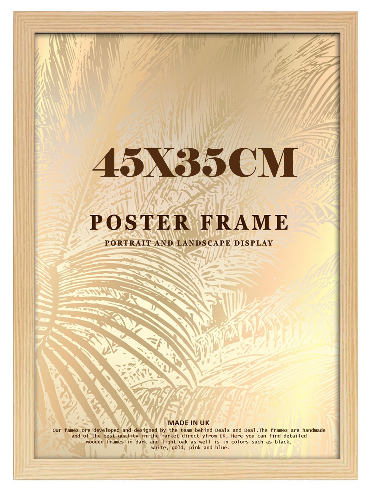 DEALS ON DEAL Minimalist Slim Profile Pine Poster Frame 35x45cm Mdf Picture Frames 45cm x 35cm for Jigsaw Puzzles/Shatter-Proof Front Portrait/Landscape Ideal For Home & Office Décor