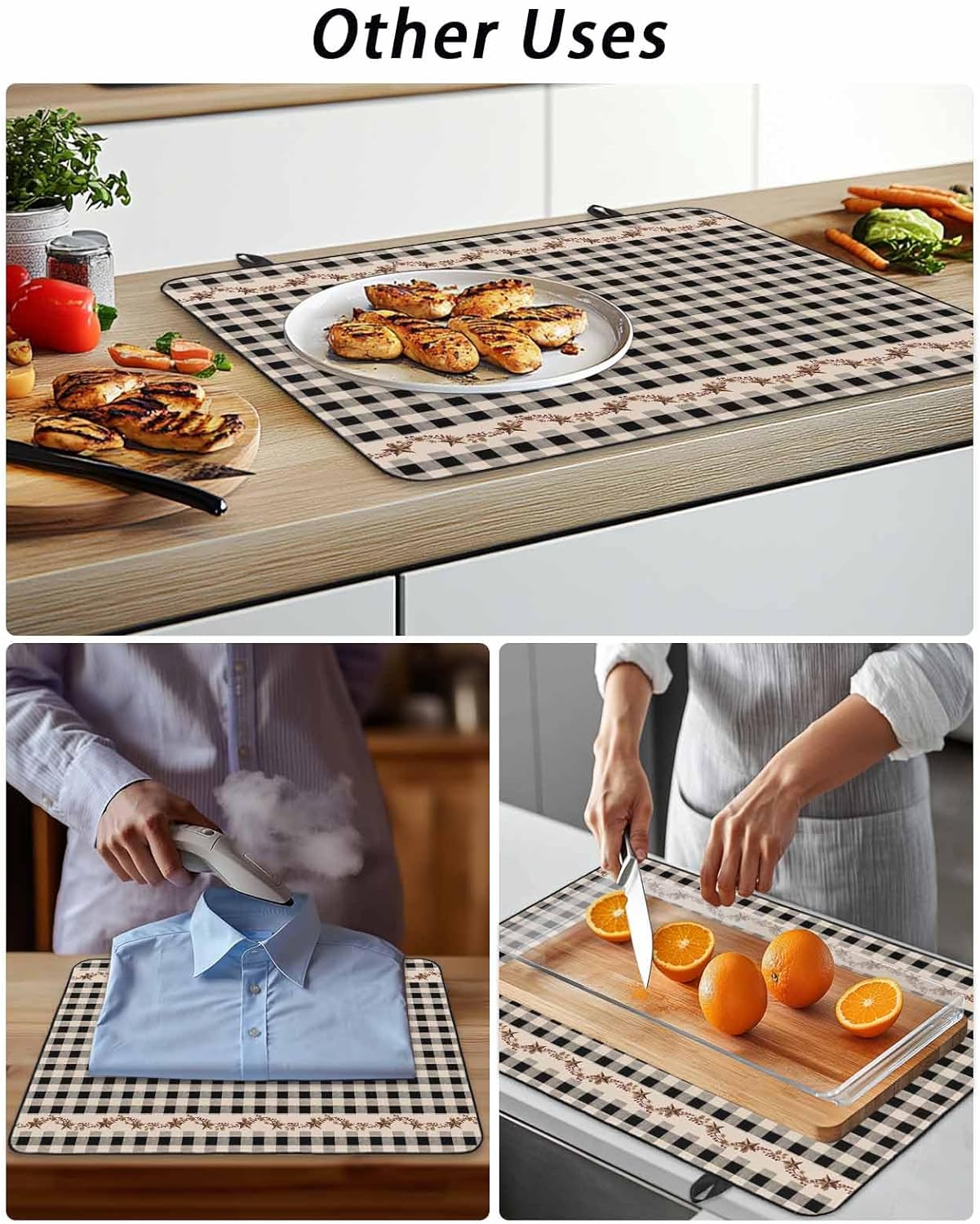 Stove Top Cover Barn Stars Rustic Stove Cover for Electric Stove Top Vintage Country Black Plaid Glass Cooktop Covers Anti-Slip Mat Heat Resistant Countertop Protector Kitchen Decor 31"x24"