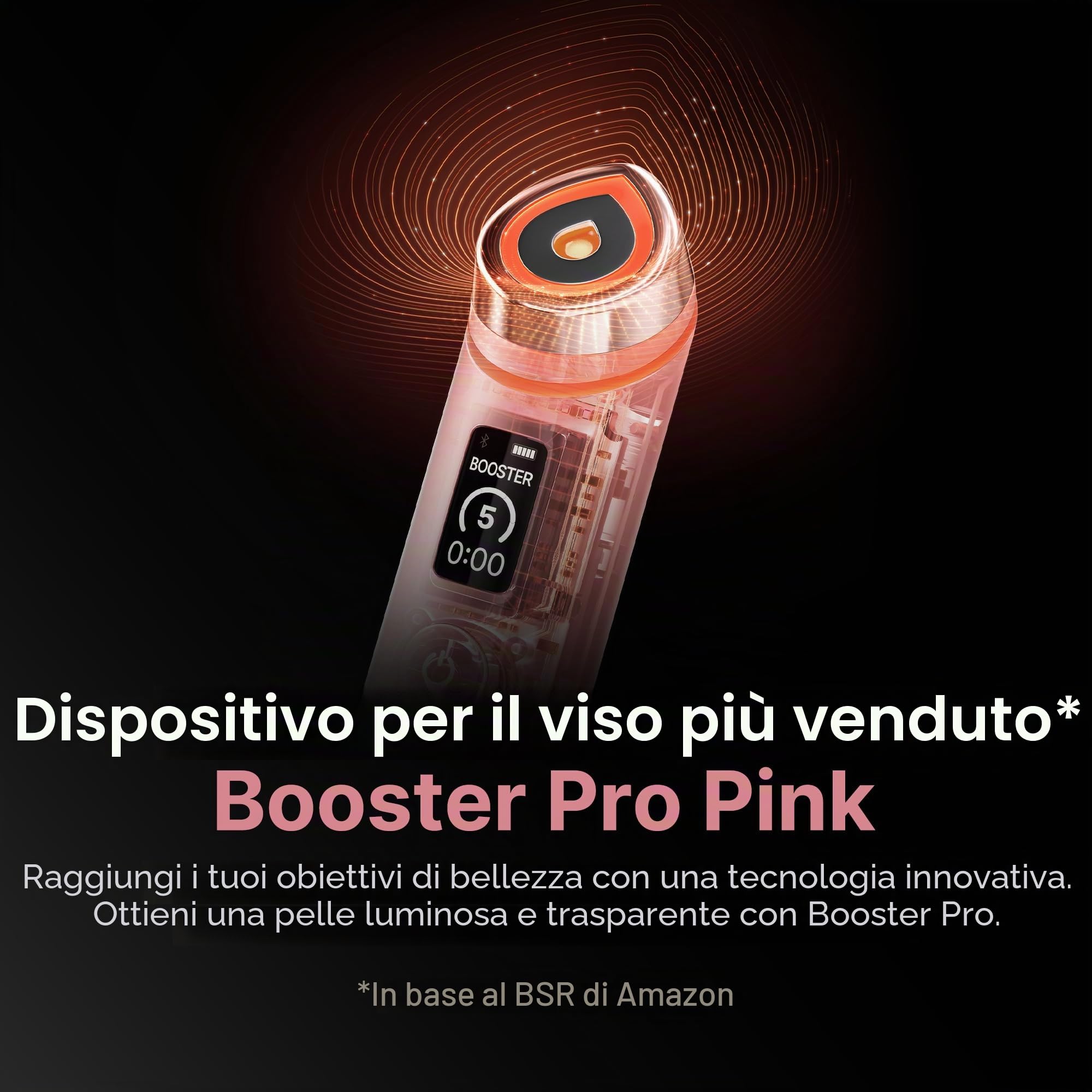 medicube Massaggiatore Di Bellezza Age R Booster Pro 6 In 1 Real Glass Glow Beauty Skin Per La Cura Della Pelle Coreana Pink | 6 in 1 Real Glow Face Massager for Bright, Radiant and More Compact Looking Skincare, Korean Skincare, Pink