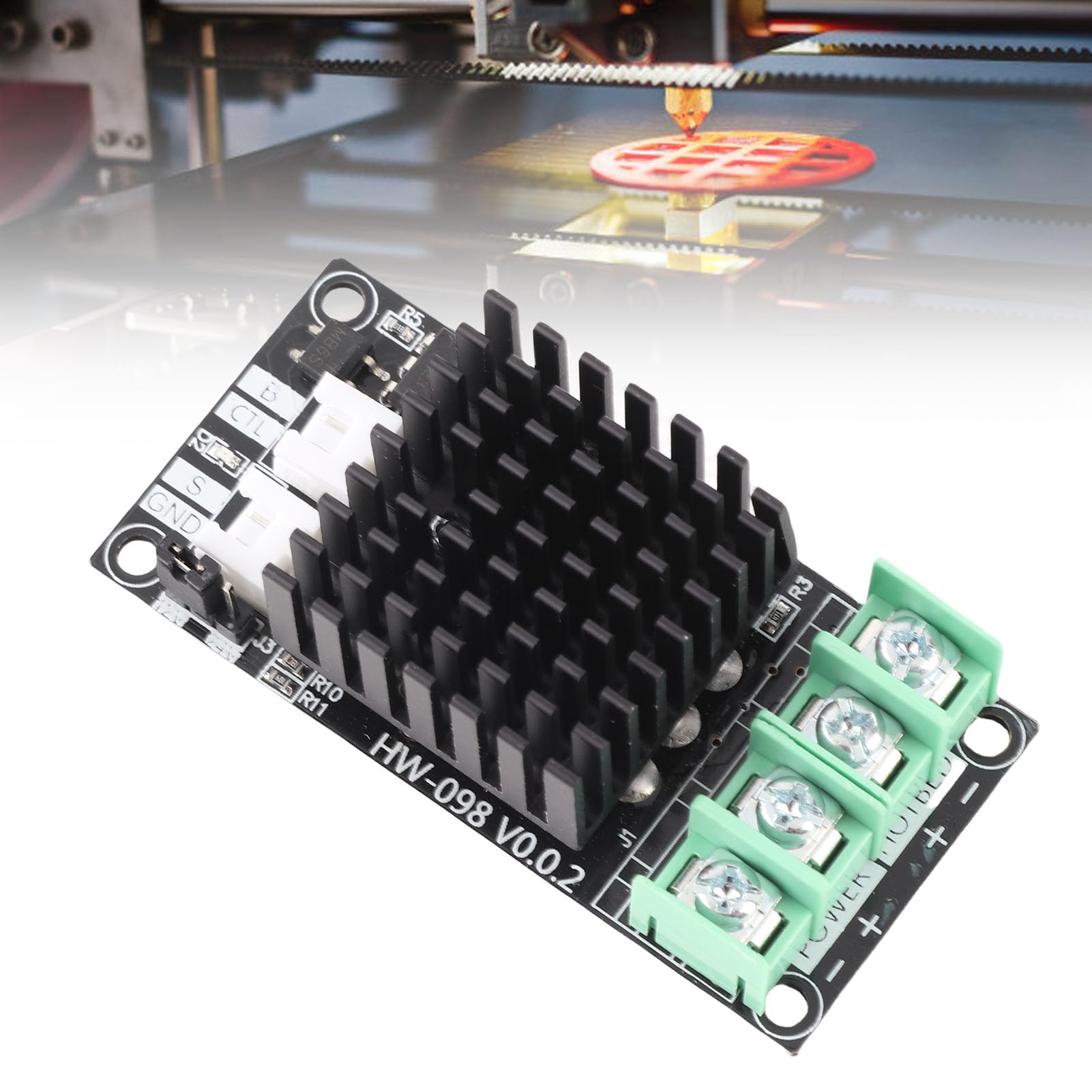 Modulo MOSFET 30A per Stampante 3D, Regolatore Temperatura Letto Riscaldato, Controllo Riscaldamento 3D Printer, Dimensioni 66,6x32mm