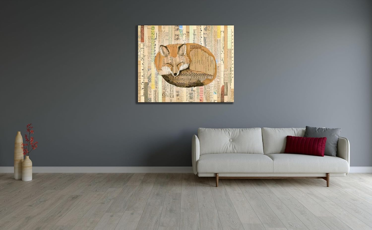 ArtDirect Red Fox Collage III 45x36 Huge Gallery Wrapped Canvas Museum Art by Galapon, Nikki