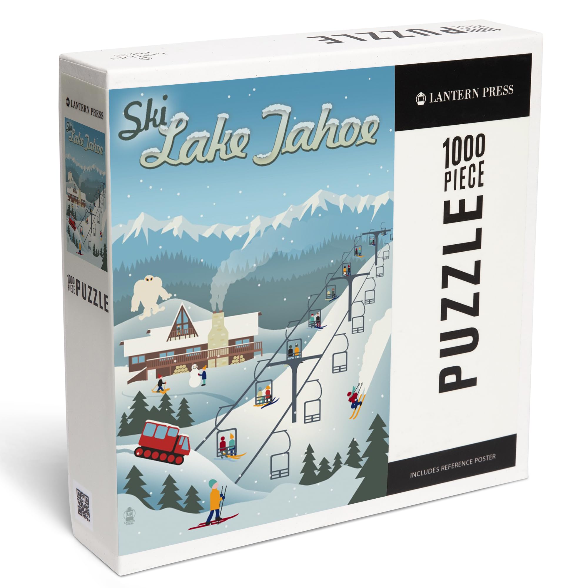 Lake Tahoe, California, Retro Ski Resort (1000 Piece Puzzle, Challenging Jigsaw Puzzle for Adults, Made in USA)
