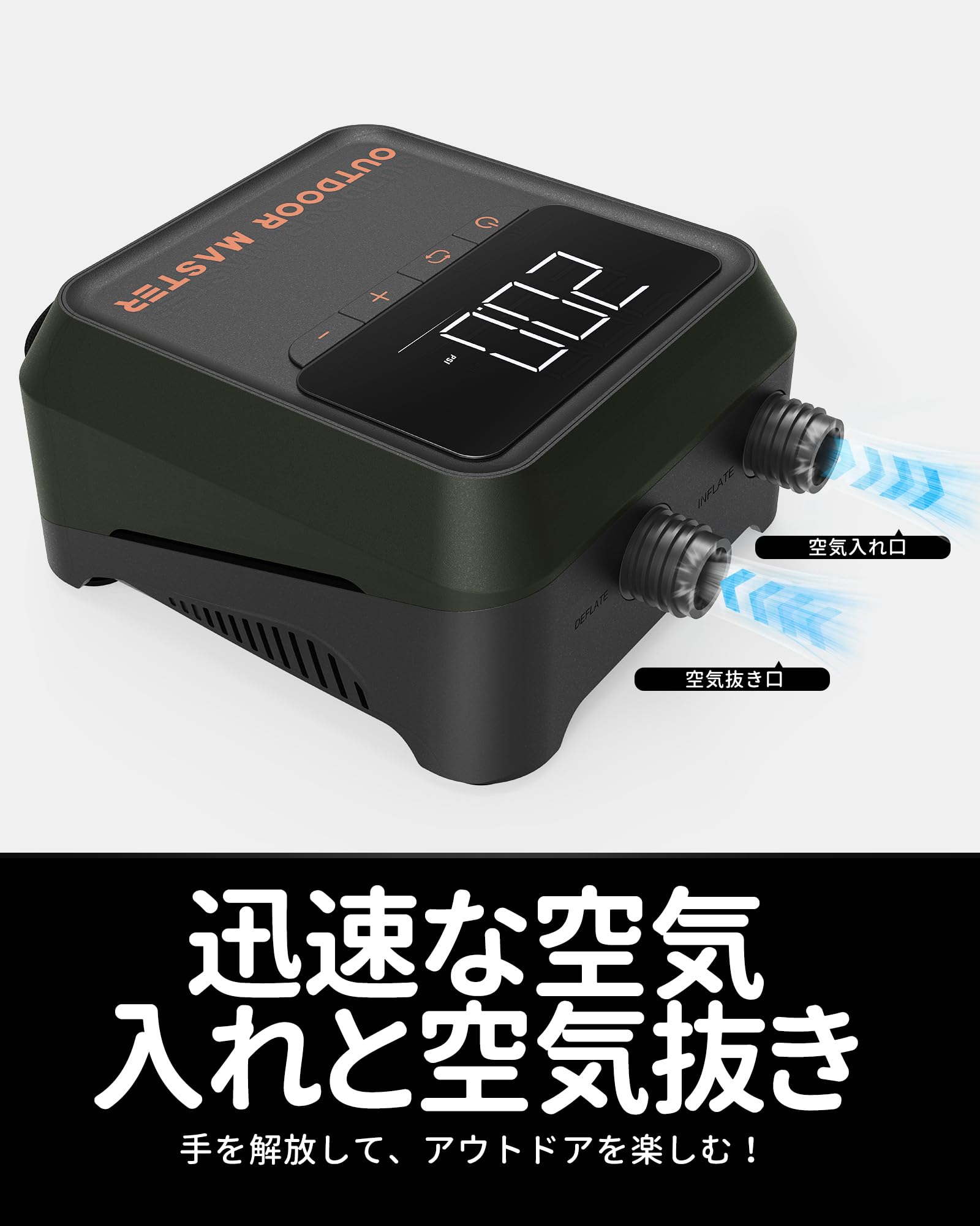 Amazon.co.jp: OUTDOORMASTER 電動エアーポンプ 12v DCシガーライター