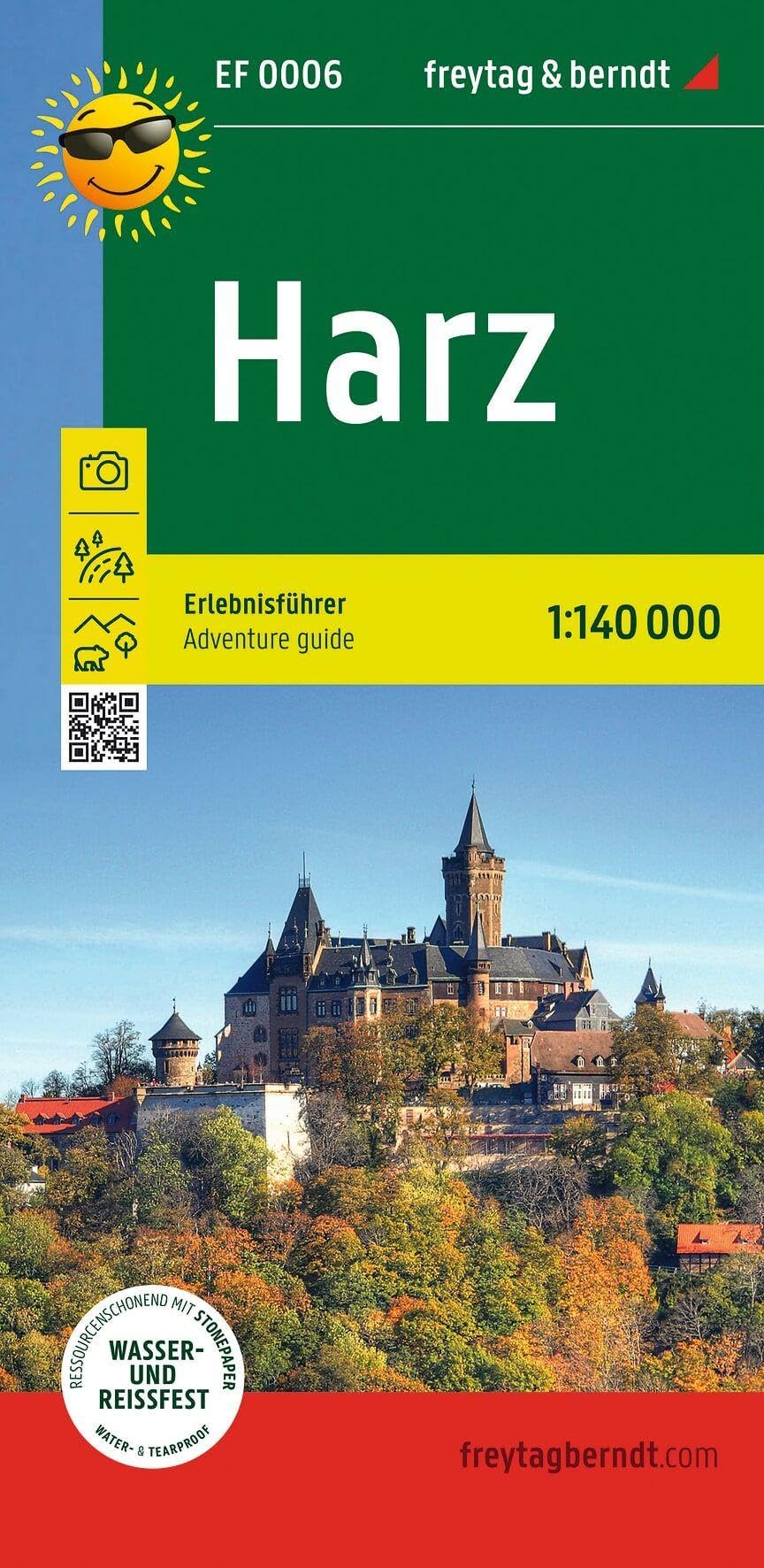 Harz, adventure guide 1:140,000, freytag & berndt, EF 0006: Freizeitkarte mit touristischen Infos auf Rückseite, wasserfest und reißfest