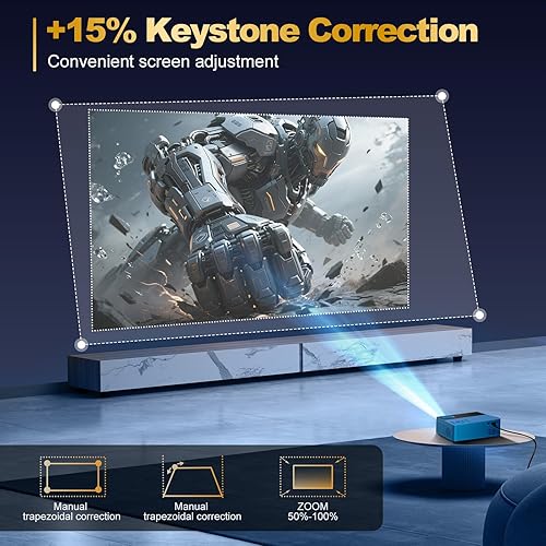 Miniatura 7 de Soporte inteligente para proyectores 4K, viene con un mini soporte, mini proyector con altavoz estéreo, proyector portátil Full HD 1080P, compatible