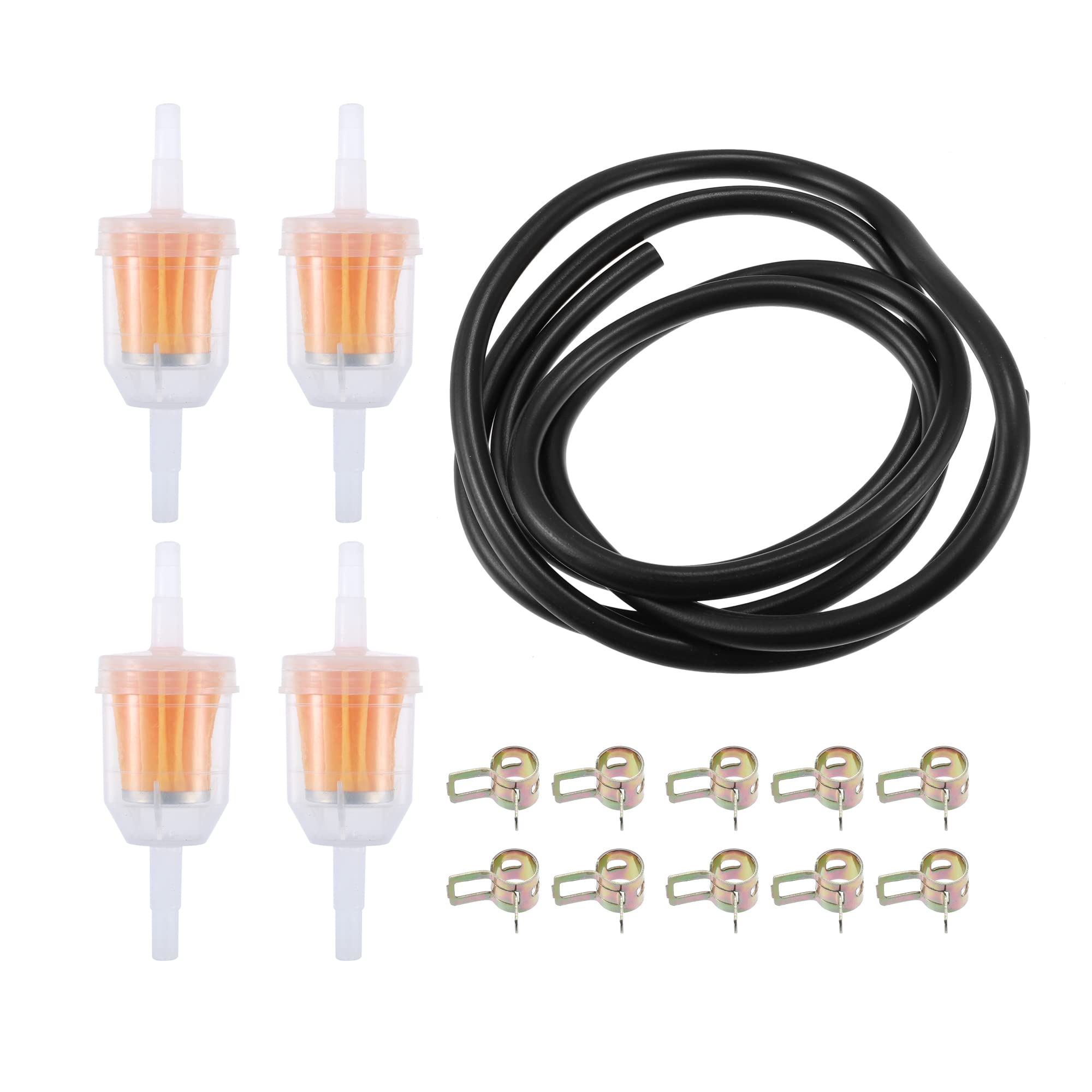 X AUTOHAUX Motorcycles Fuel Line Set with 2 Meter Fuel Line 4 Pcs Fuel Filters 10 Pcs Hose Clamps Small Engine Accessories