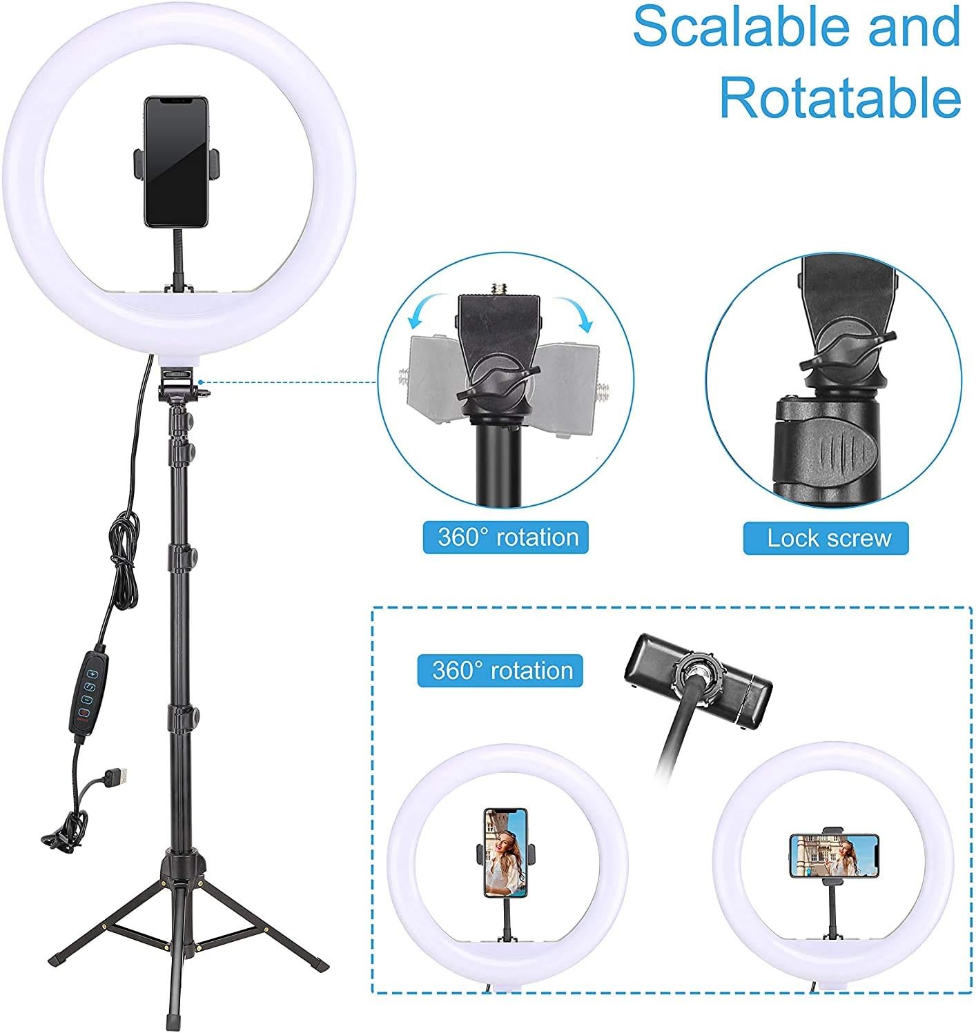 Super Brands LED Ring Light for YouTube and Tiktok, 12Dimmable Ring Light with 67 Inch Adjustable Tripod for Makeup, Photography,Video Live Streaming,Vlog Phone and Ipad