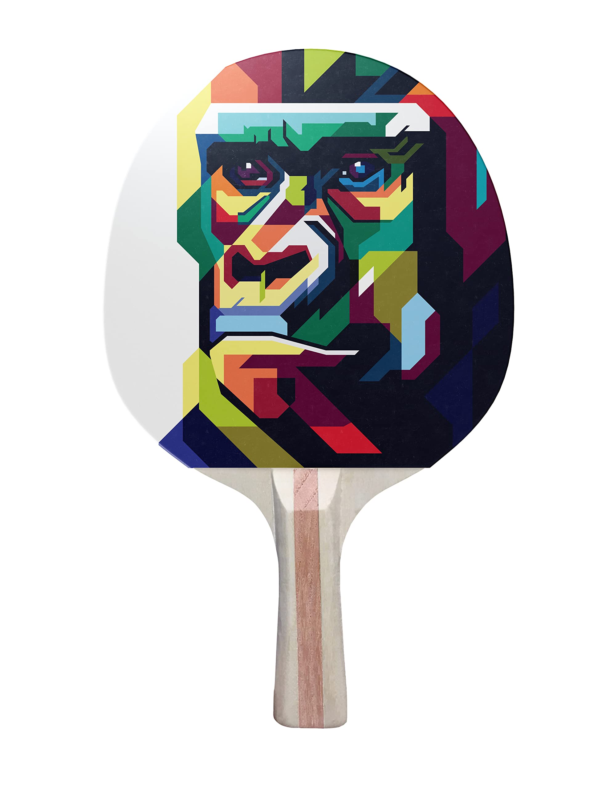 TigerTail Sports Colorful Gorilla Colorful Design Ping Pong Paddle, Premium 5 Ply Table Tennis Racket (Red on Back)