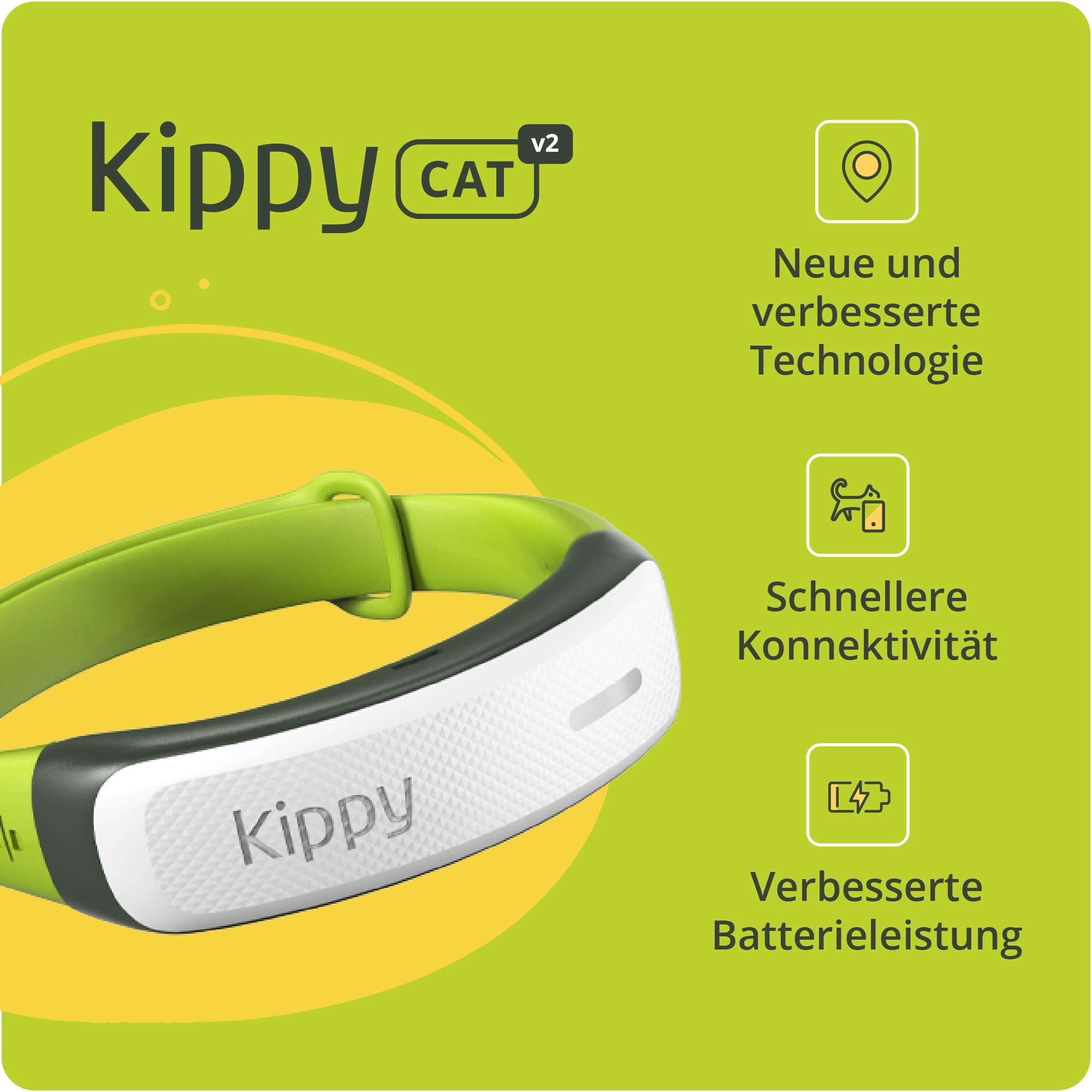 Kippy CAT V2 – GPS-Halsband für Katzen – Ortungsgerät und Gesundheits- und Aktivitätstracker – GPS-Halsband für Katzen mit Anti-Strangulierungs-System – Erstellen Sie virtuelle Grenzen