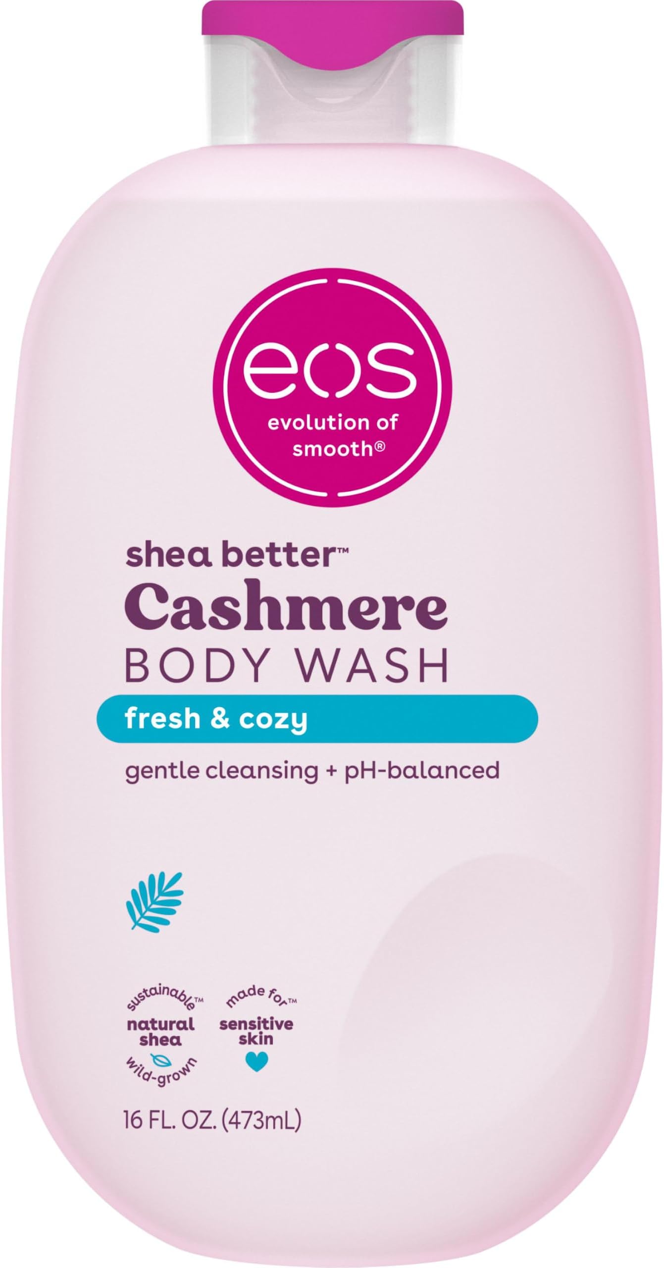 Cashmere Body Wash – Fresh & Cozy, Moisturizing Body Wash, Creamy Gel Formula, with Shea Butter, Glycerin, Vitamin E, pH Balanced, Sensitive Skin, Vegan, 16 fl oz