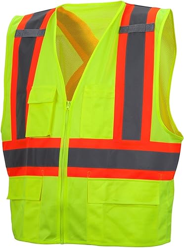 Pyramex Safety RCZ2410XL RCZ24 Series Chaleco Hi-Vis Lime Chaleco con Cinta Reflejante en Contraste - Talla Extra Grande