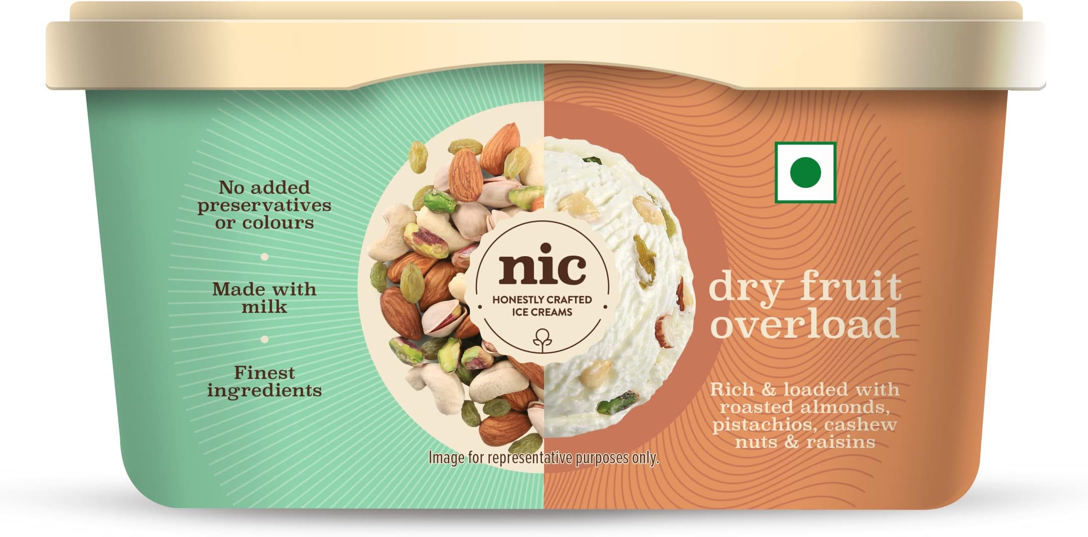 Nic Dry Fruit Overload Ice Cream Tub, 500ml