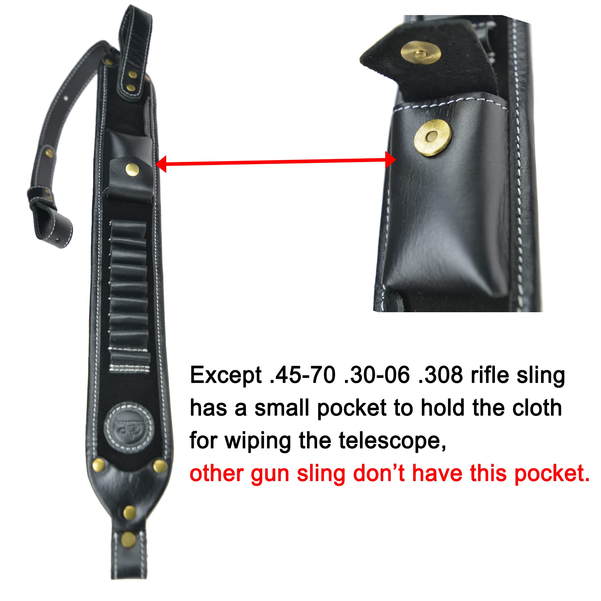 Leather Hunting Gun Belt with Heavy Stitching 9pcs Round Cartridge Holder Belt Sling