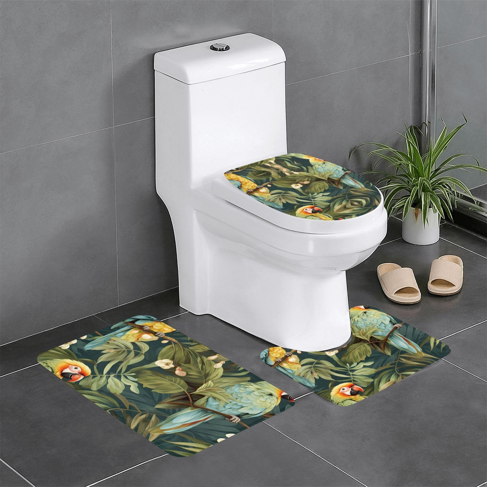 Tapis de salle de bain antidérapants 61x40,6 cm imprimé rectangulaire U et O WC