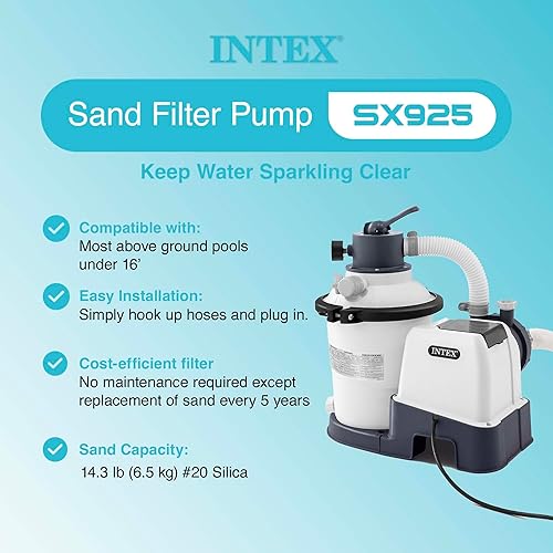 Miniatura 3 de Intex 26641EG Krystal - Bomba de filtro de arena transparente para piscinas sobre el suelo con filtro de sílice pura OptiFlow Premium, bolsa de 50