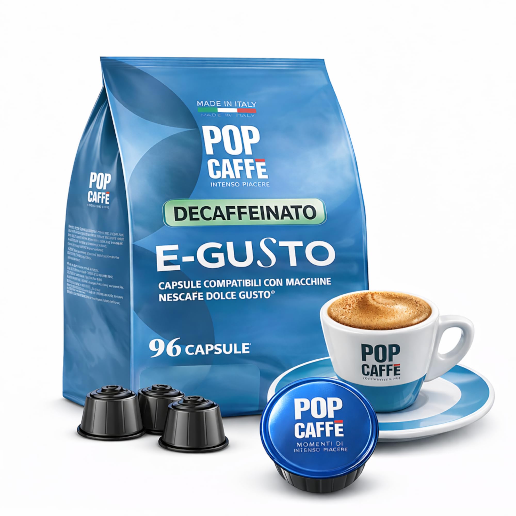POP CAFFÈ 160 Capsule Decaffeinate Compatibili con Nescafé Dolce Gusto® – Miscela Intensa e Cremosa – 100% Made in Italy – 0,1% Caffeina – Confezione Risparmio