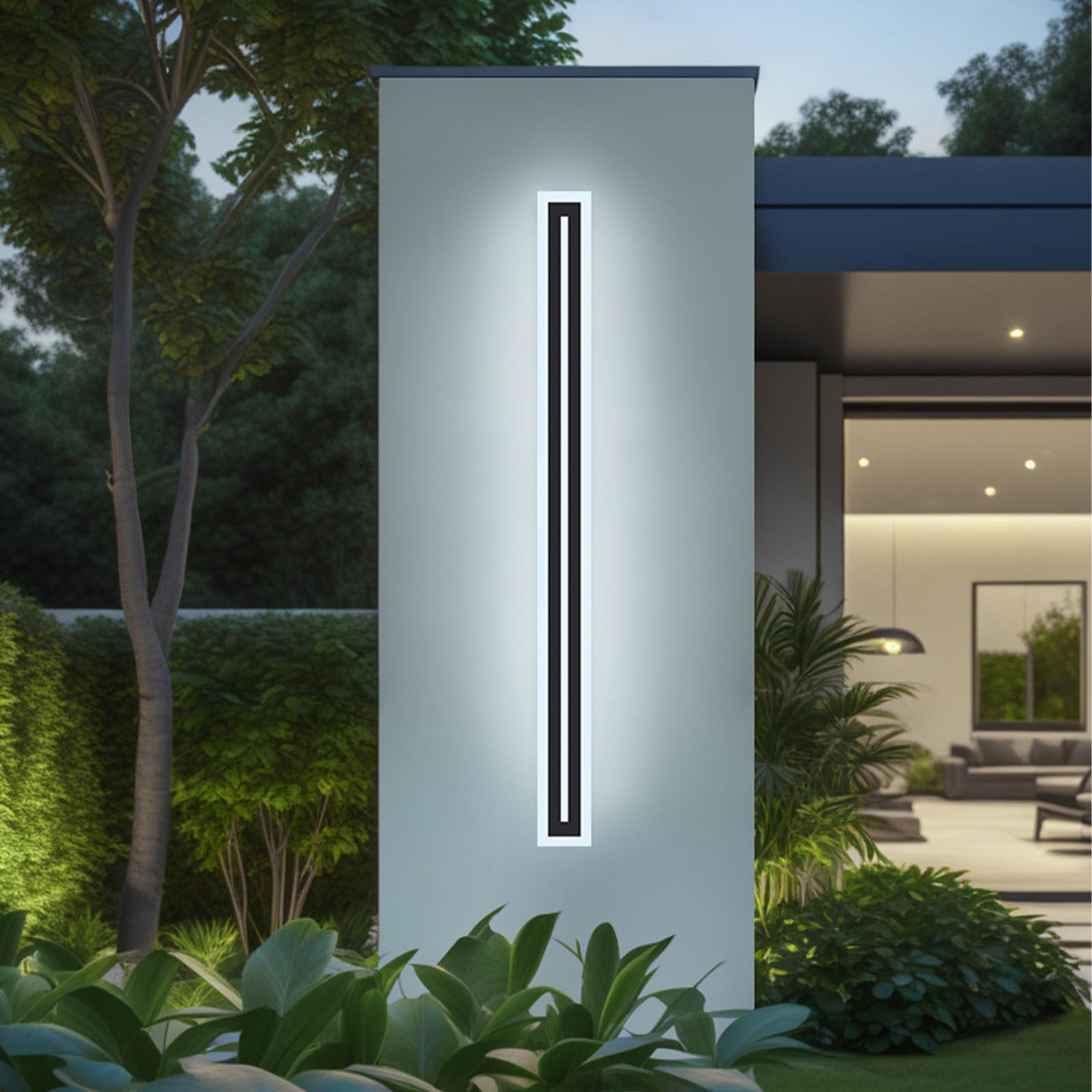 Nowoczesna lampa ścienna LED, do użytku na zewnątrz, IP65, wodoszczelna lampa ścienna 3000-6500 K, ściemniana, długa lampa ścienna z pilotem zdalnego sterowania, do wewnątrz/na zewnątrz, do