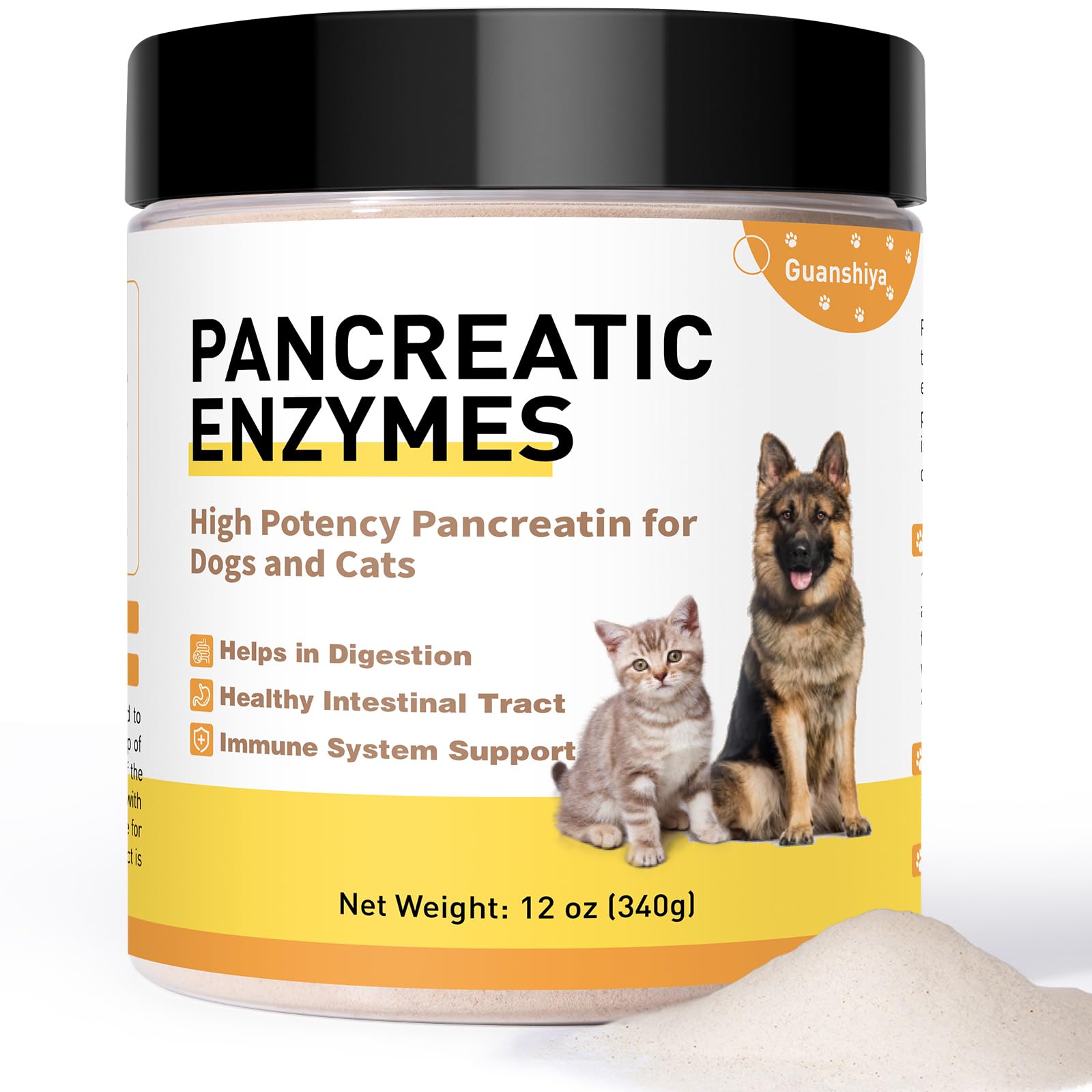 Pancreatic Enzymes for Dogs (12 oz) - 10x Pancreatin Enzyme Formula - Digestive Enzymes for Dogs EPI - Helps Restore Normal Weight, Relieve Pancreatic Problems and Digestive Stress