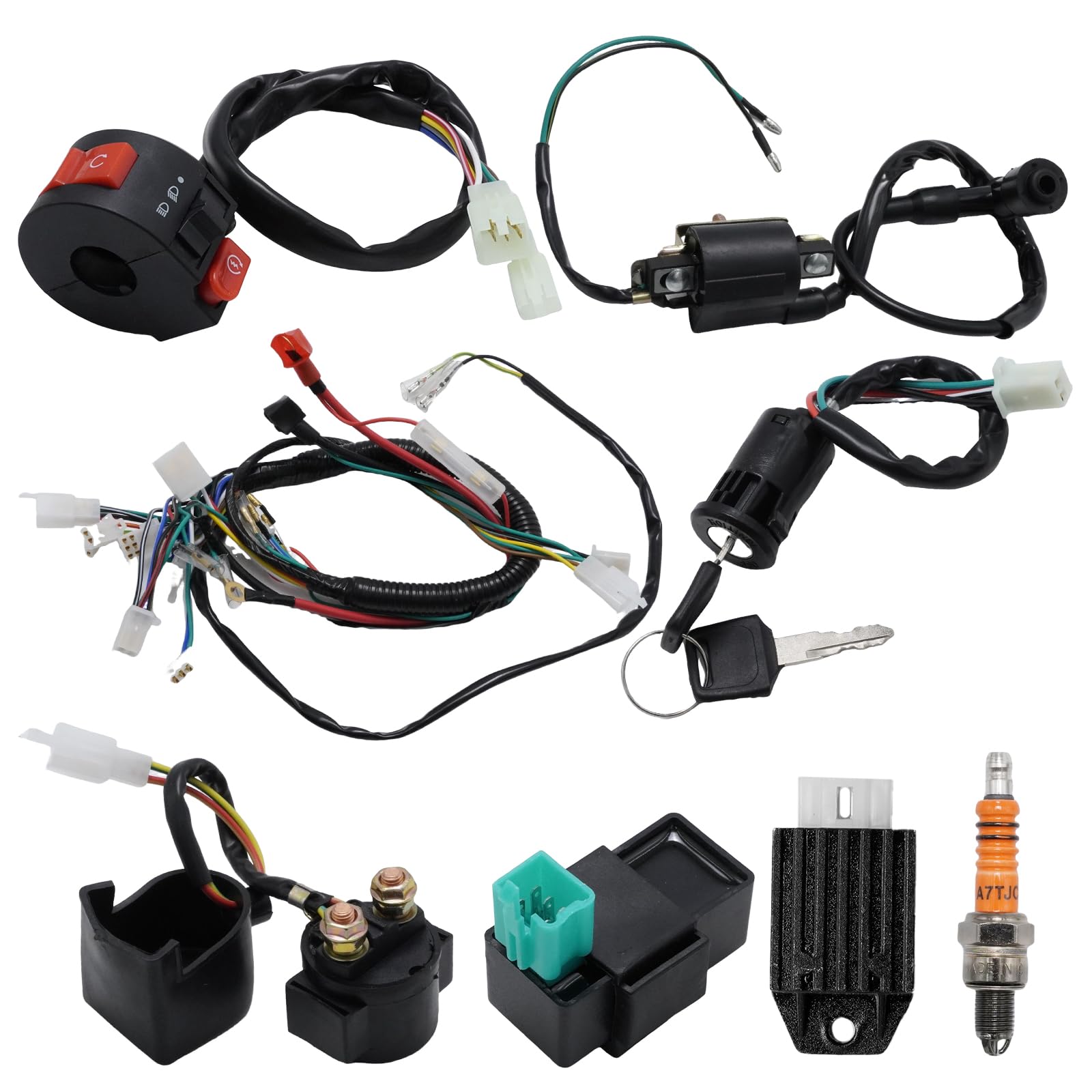 Vollelektrisch Kabelbaum Spule Gleichrichter CDI Kit, Ersatz für 50cc 70cc 110cc 125cc ATV Quad, Ersatz für Dirt-Bike, Ersatz für ATV, Ersatz für Go-Kart