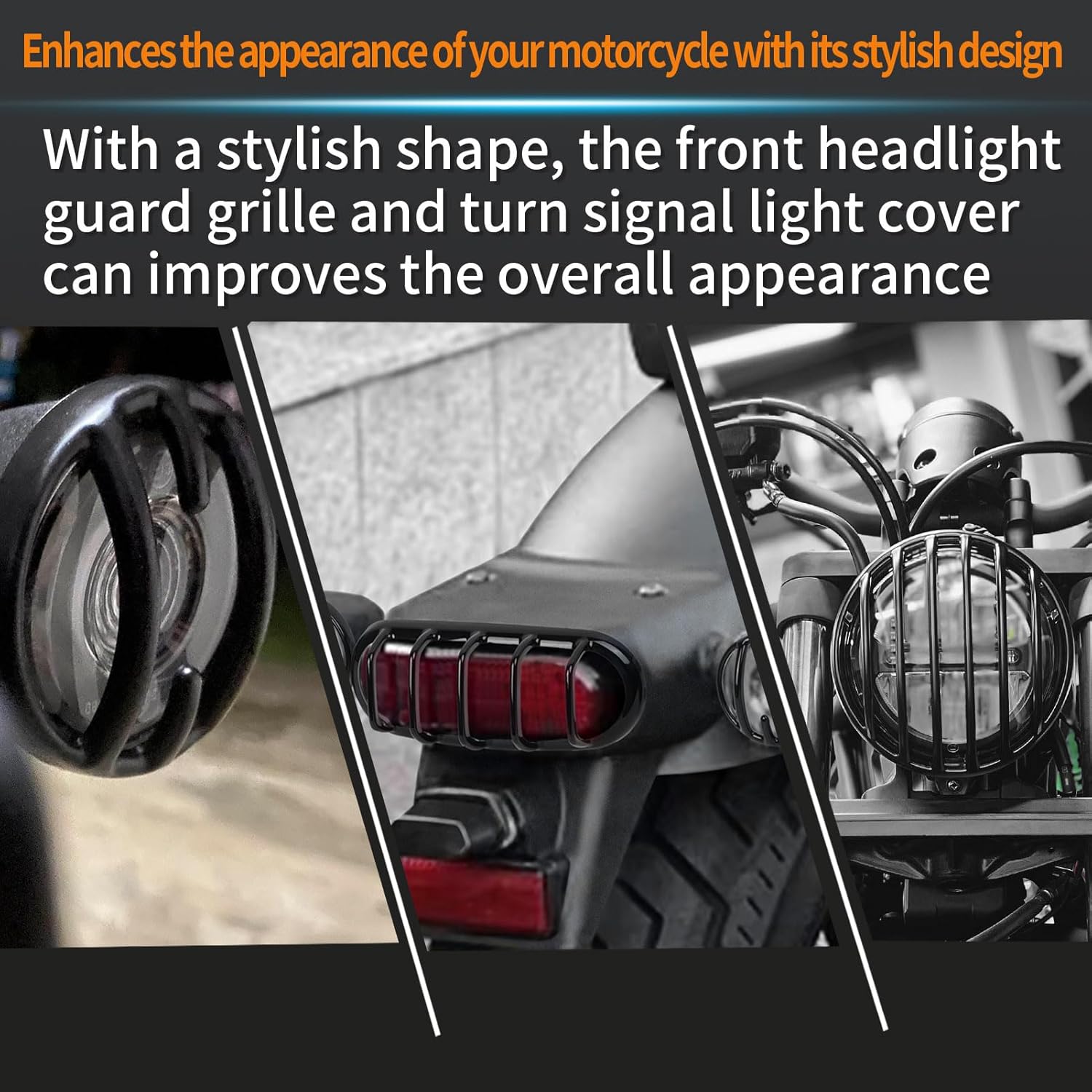Front Headlight Grill Cover Front Rear Turn Signal Headlamp Lens Lights Covers Indicator Guard fit for Ho&nda Rebel CMX 250/300/500/1100 2021 2022 2023 2024 2025(1 set-6 PCS)