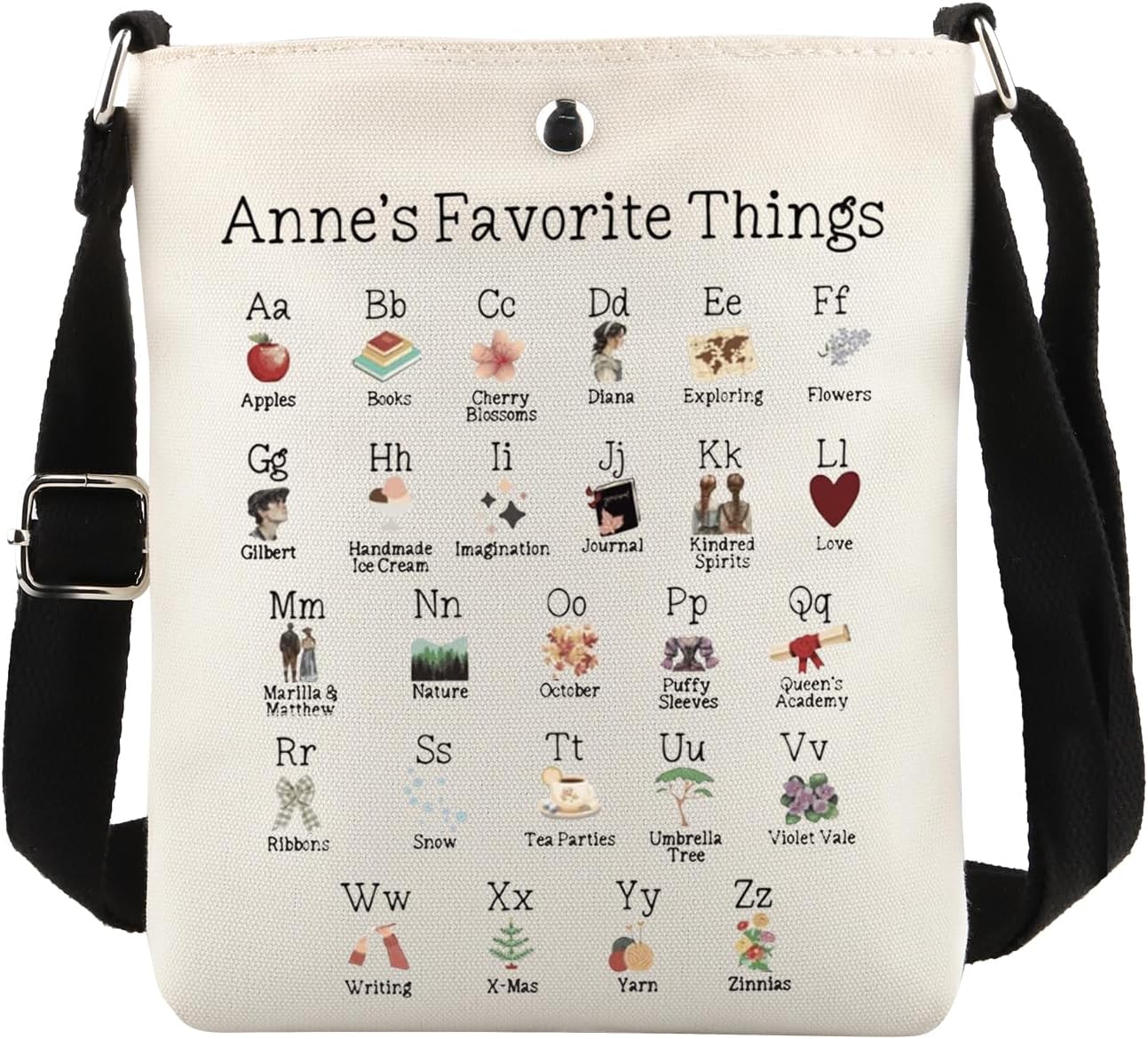 POFULL Anne Green Gift Book Lover Gift Anne Book Literary Crossbody Bag Friendship Messenger Bag