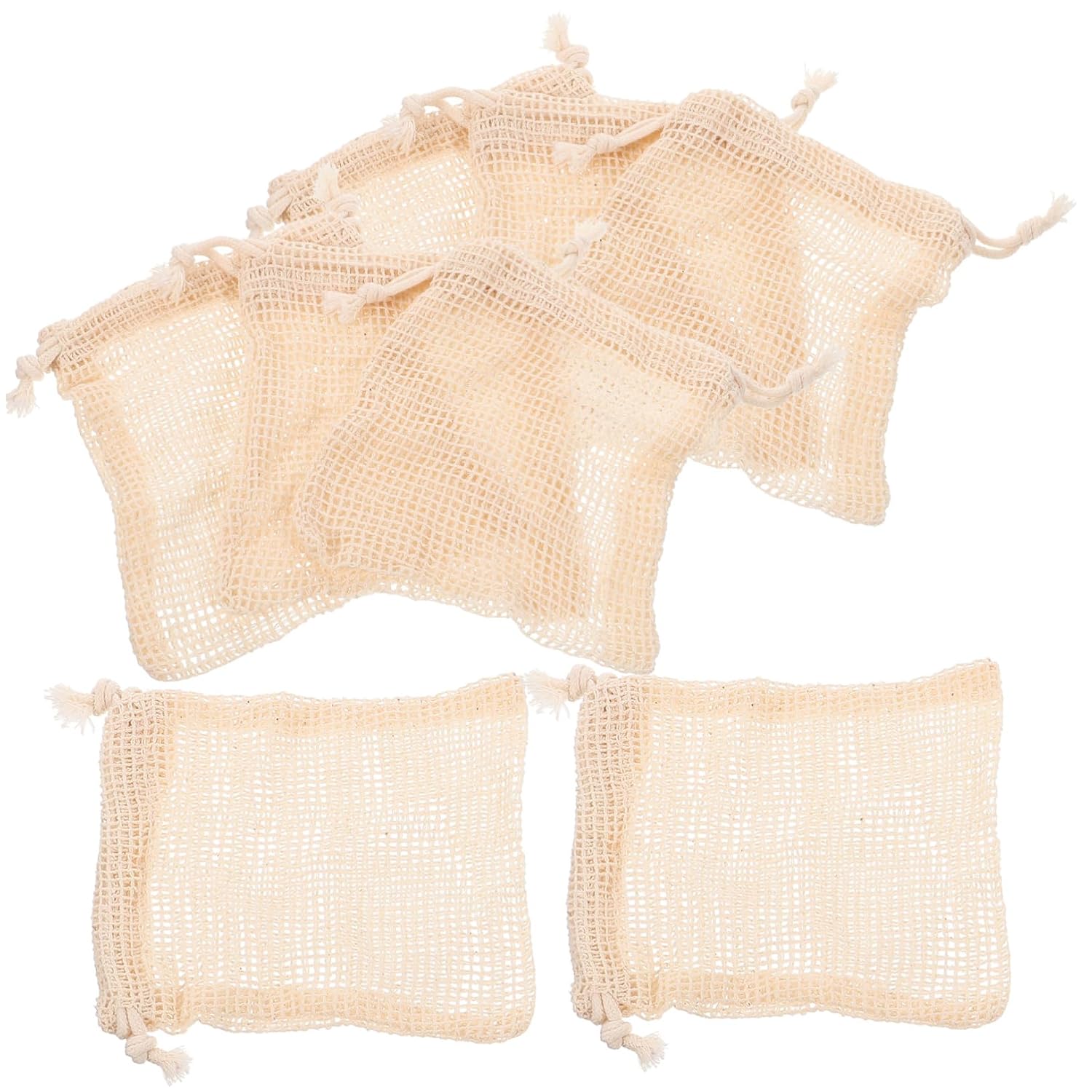 8pcs Colorful Cotton Linen Soap Net Bags for Face Cleaning Foaming and Exfoliating Lightweight Travel-friendly Storage Pouches for Soaps and Shower Use
