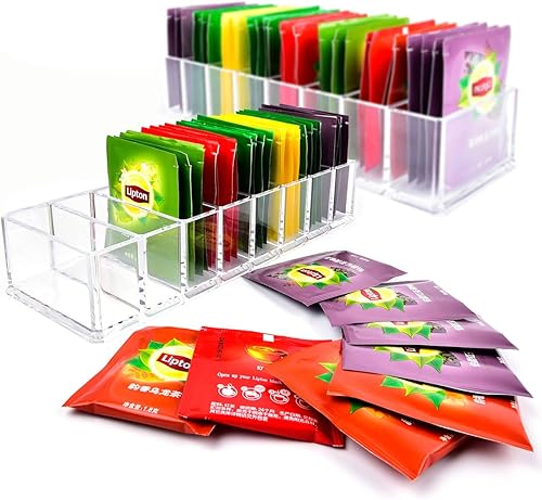 Miniatura 2 de Organizador de almacenamiento de bolsitas de té, despensa de cocina, gabinete, encimera para cajones de alimentos, para café, paquete de azúcar,