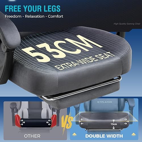 Miniatura 4 de GTPLAYER Silla de juegos de tela con cojín de resorte de bolsillo, sillas de juegos grandes y altas, silla de computadora de respaldo alto de 350