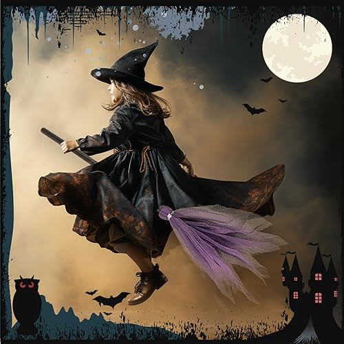 Miniatura 7 de Accesorios de escoba de bruja de Halloween, 2 escobas de bruja, escoba de Halloween, accesorios de disfraz de bruja para Halloween, fiesta de