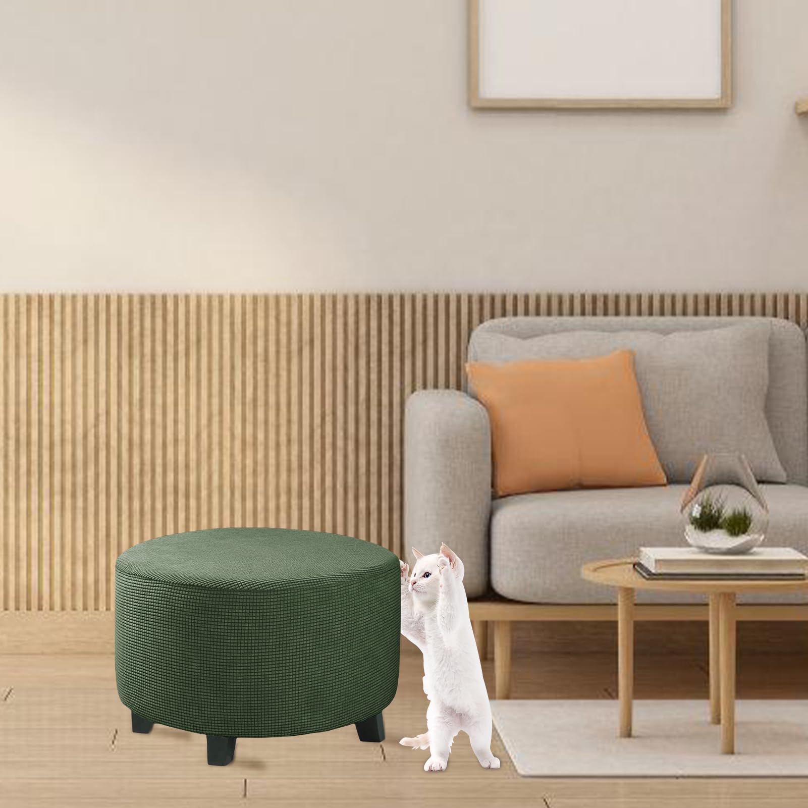 Fodera Elasticizzata Per Pouf Rotondo - Coprisgabello In Poliestere/Spandex - Diametro 76-104cm - Foto 6