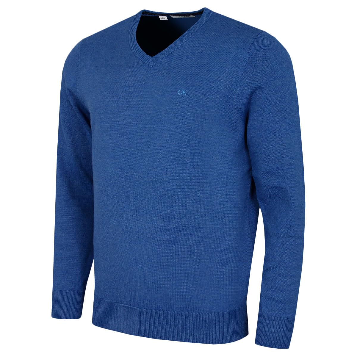 Calvin Klein Men's Atlantic Blue V-Neck Soft Cotton Sweater - M