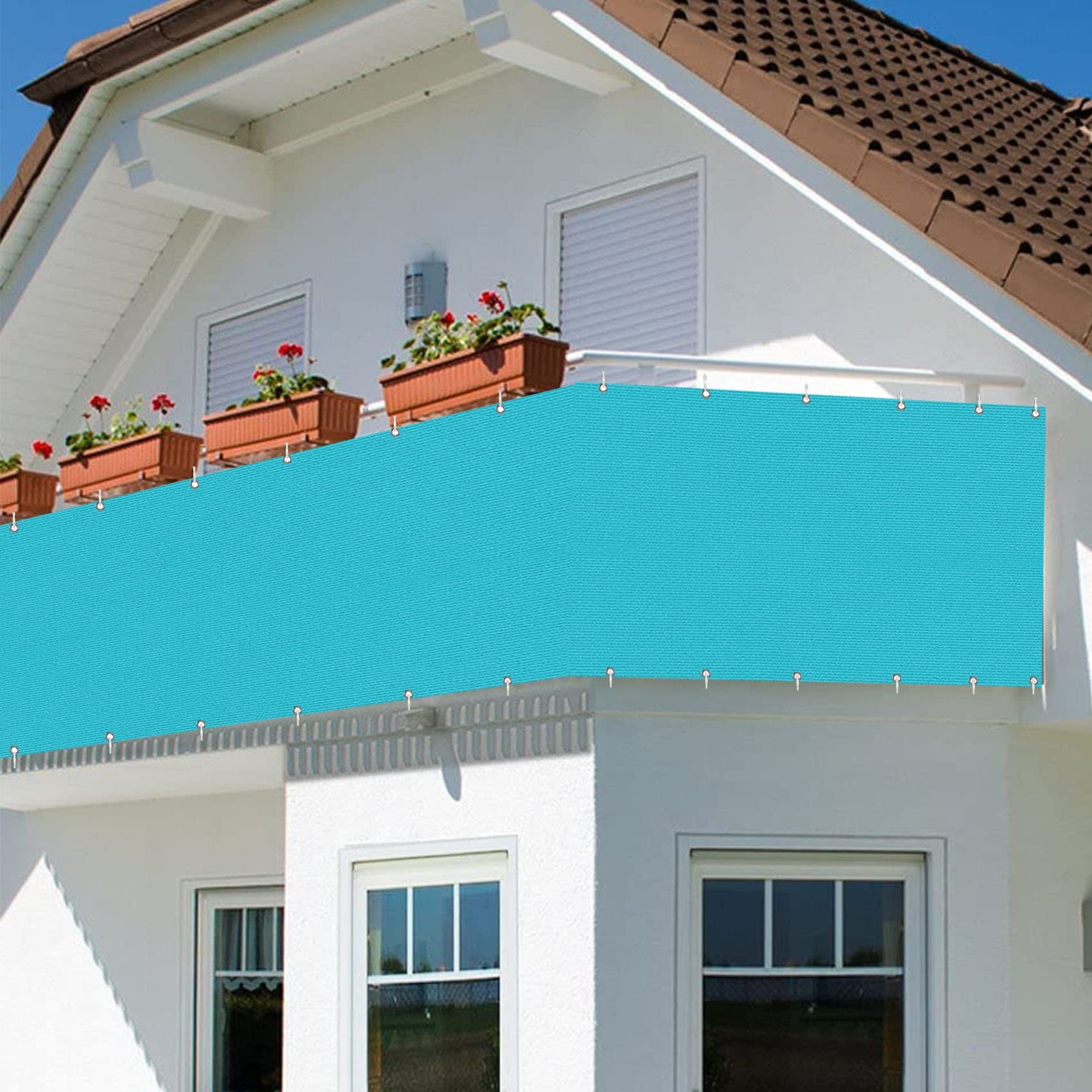 Brise-Vue pour Balcon 55x300cm opaque bleu | Clôture d'ombrage et tissu de protection jardin