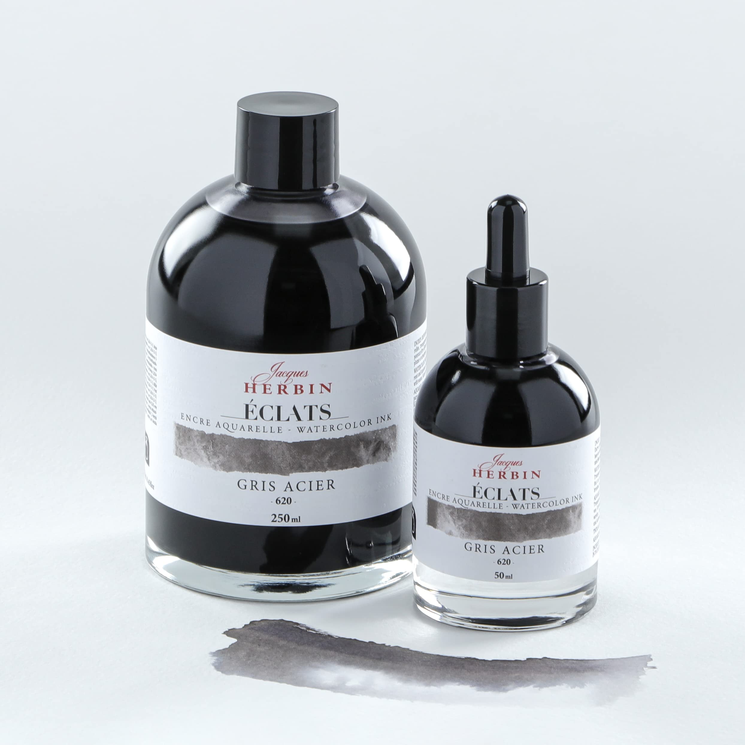 Jacques Herbin 18620TAMZ, Fine Art WaterColour Ink, Gris Acier/ Steel Grey, 250ml, Painting, Drawing, Calligraphy - Image 3
